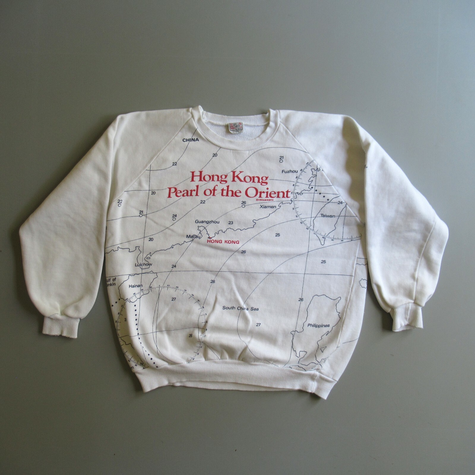 Vintage Hong Kong World Map Orient Sweatshirt Crewneck Shirt Dim Sum Shirts