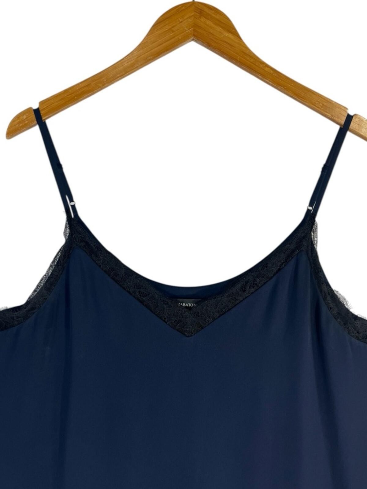 Aritzia Babaton Townsend Slip Dress in Navy With Black Lace Trim Size Large