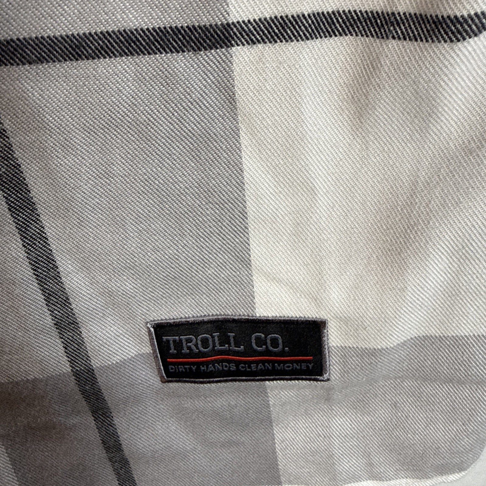 TROLL CO Mens Pierce Flannel Black/Gray Pearl Snap Shirt Size Medium NWT