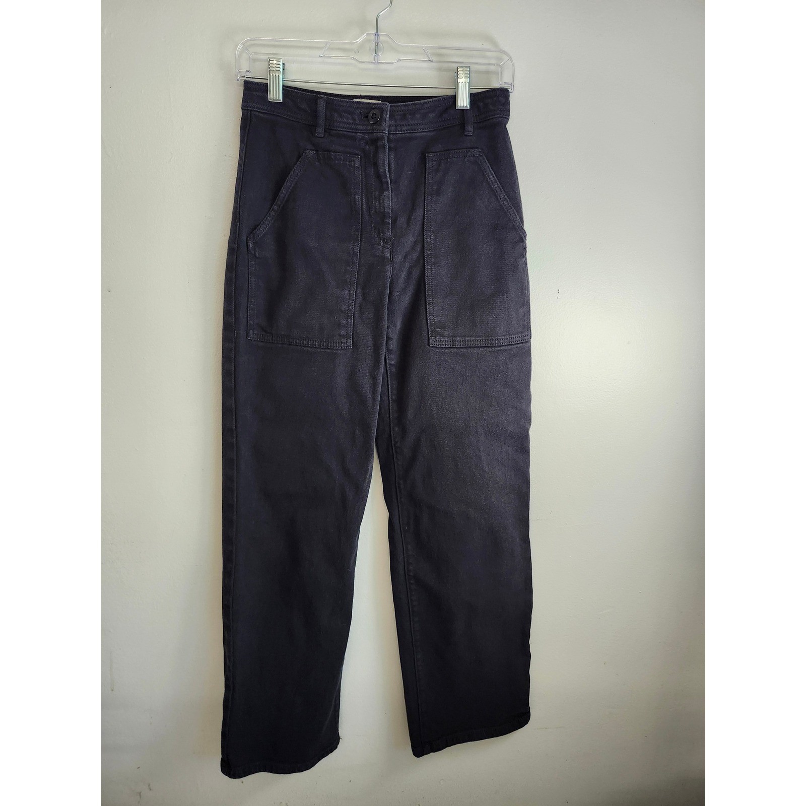 Wilfred Free Black Utility Straight Leg Jeans Size 0 High Rise Minimalist