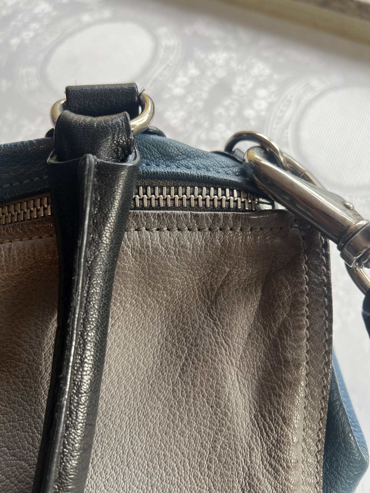 Givenchy Pandora Medium Leather Bag Satchel Sugar Goatskin Blue/Gray Two Tone
