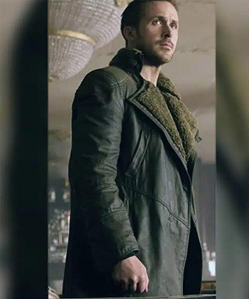 Ryan Gosling Officer K Blade Runner 2049 Black Leather Coat On Sale