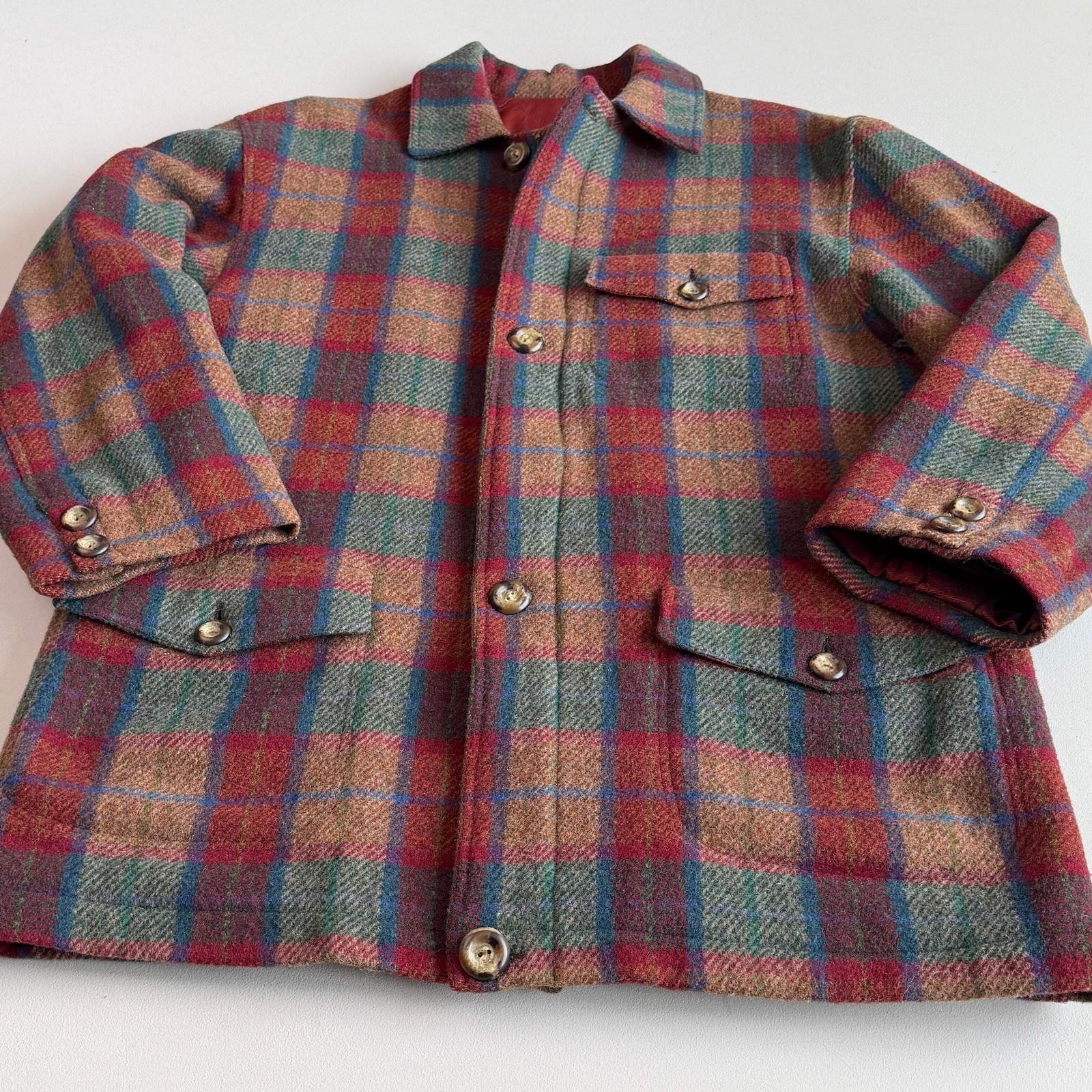 Paul Stuart (52IT / L) Plaid Wool Quilt Lined Hunting Chore Coat