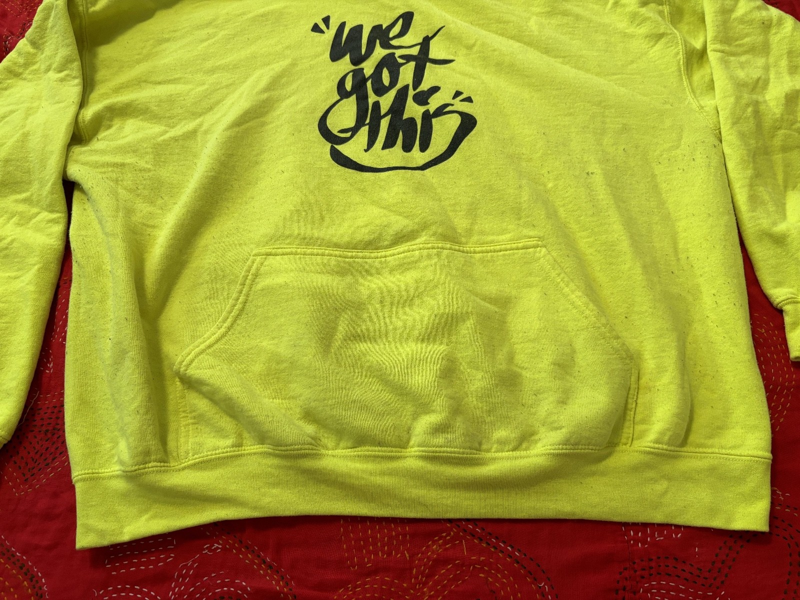 Ladies? We Got This Yellow Graphic Sweatshirt Street Casual Hoodie. Size X-large