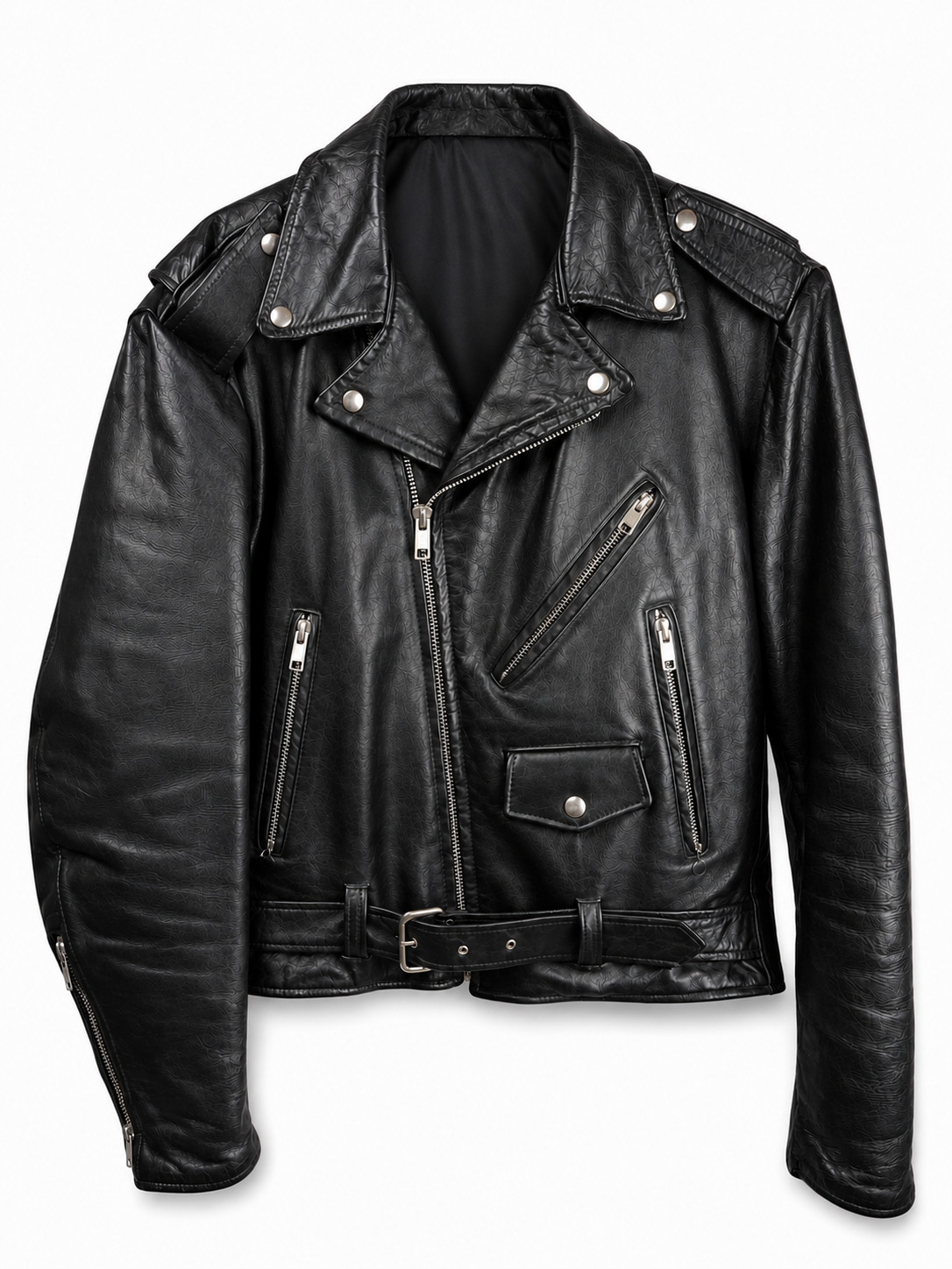 Men Black Leather Jacket Motorcycle Moto Punk Rock Genuine Leather Biker Jacket