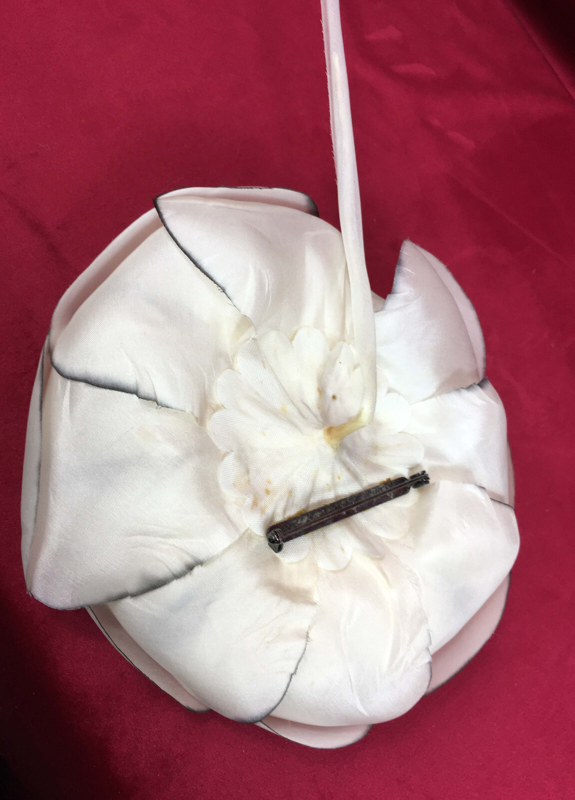 Vintage Giant Silk Peony Dress Pin 40s 50s Camellia Rose Hat Millinery