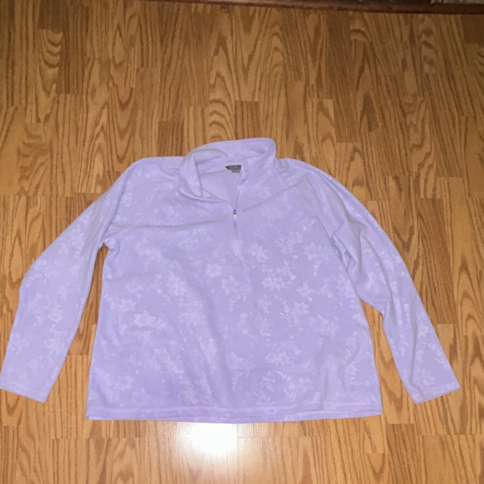 Eddie Bauer EBTEK Women’s Purple Floral Fleece 1/4 Zip Mock Neck Sweatshirt, 2XL