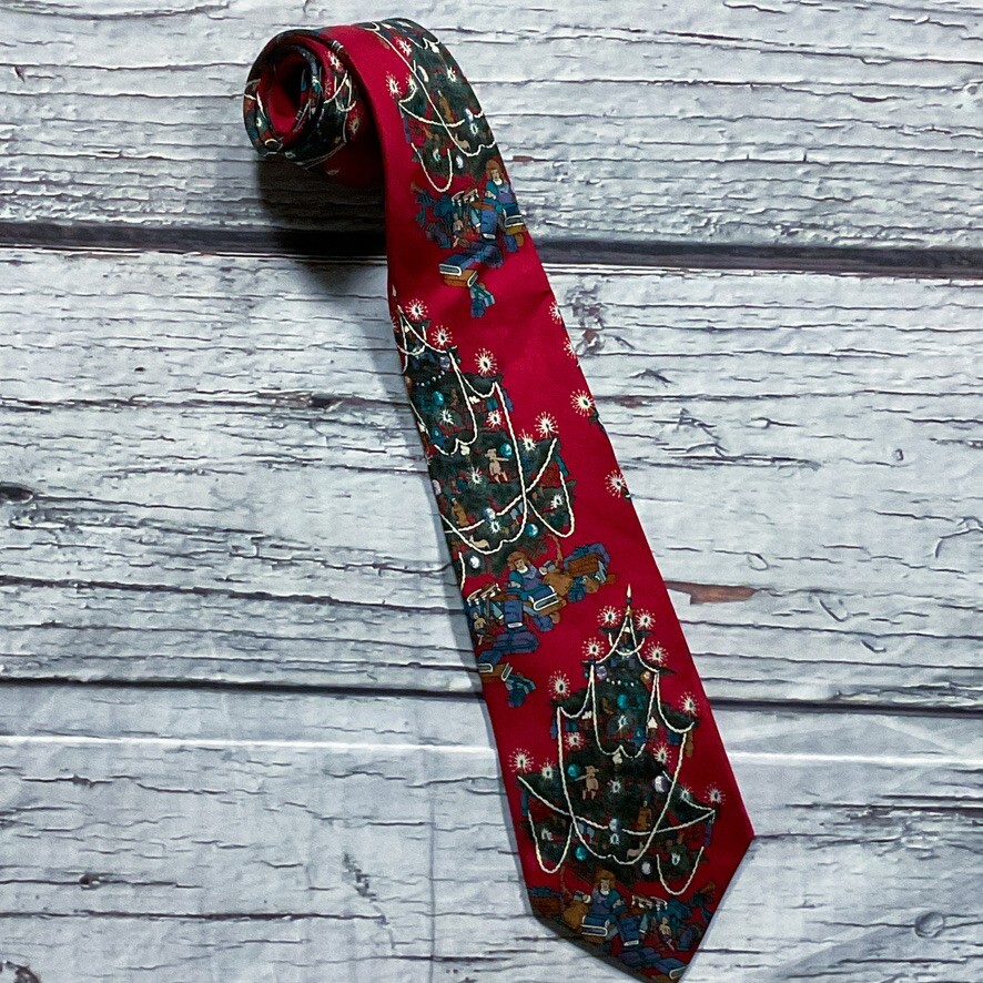 Alexander Lloyd Boston Mens Necktie Festive Holiday Christmas Classic Silk Tie
