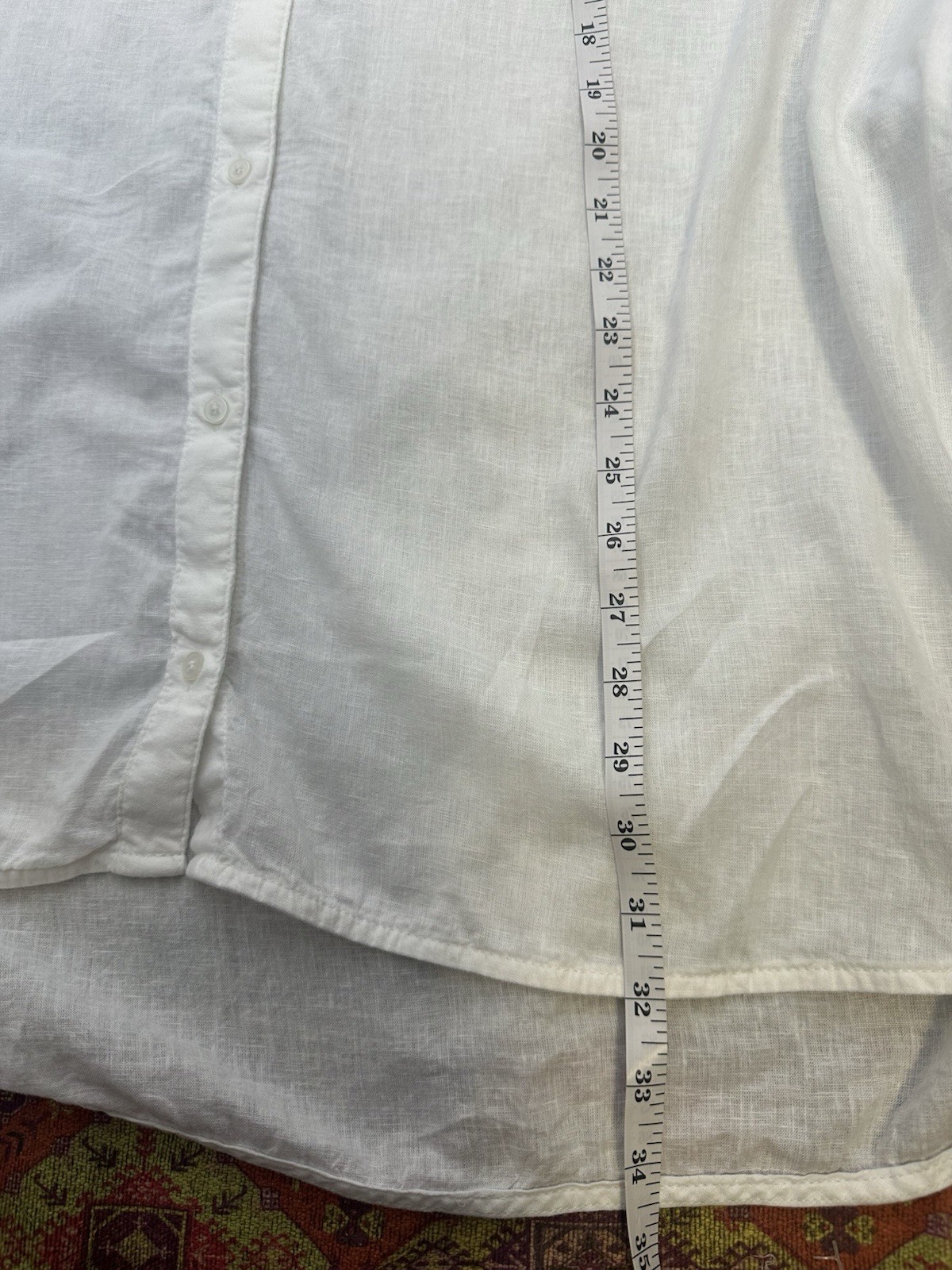 Old Navy White Linen Blend Woven Collared Long Sleeve Relaxed Button-Up XXL