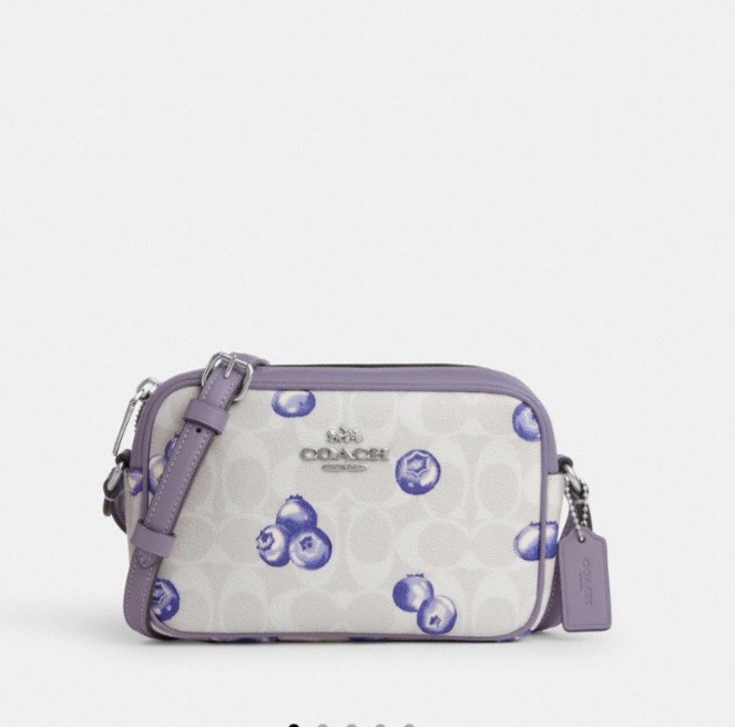 NWT ❤️ Coach Mini Jamie Camera Bag In Signature With Blueberry Print CR176