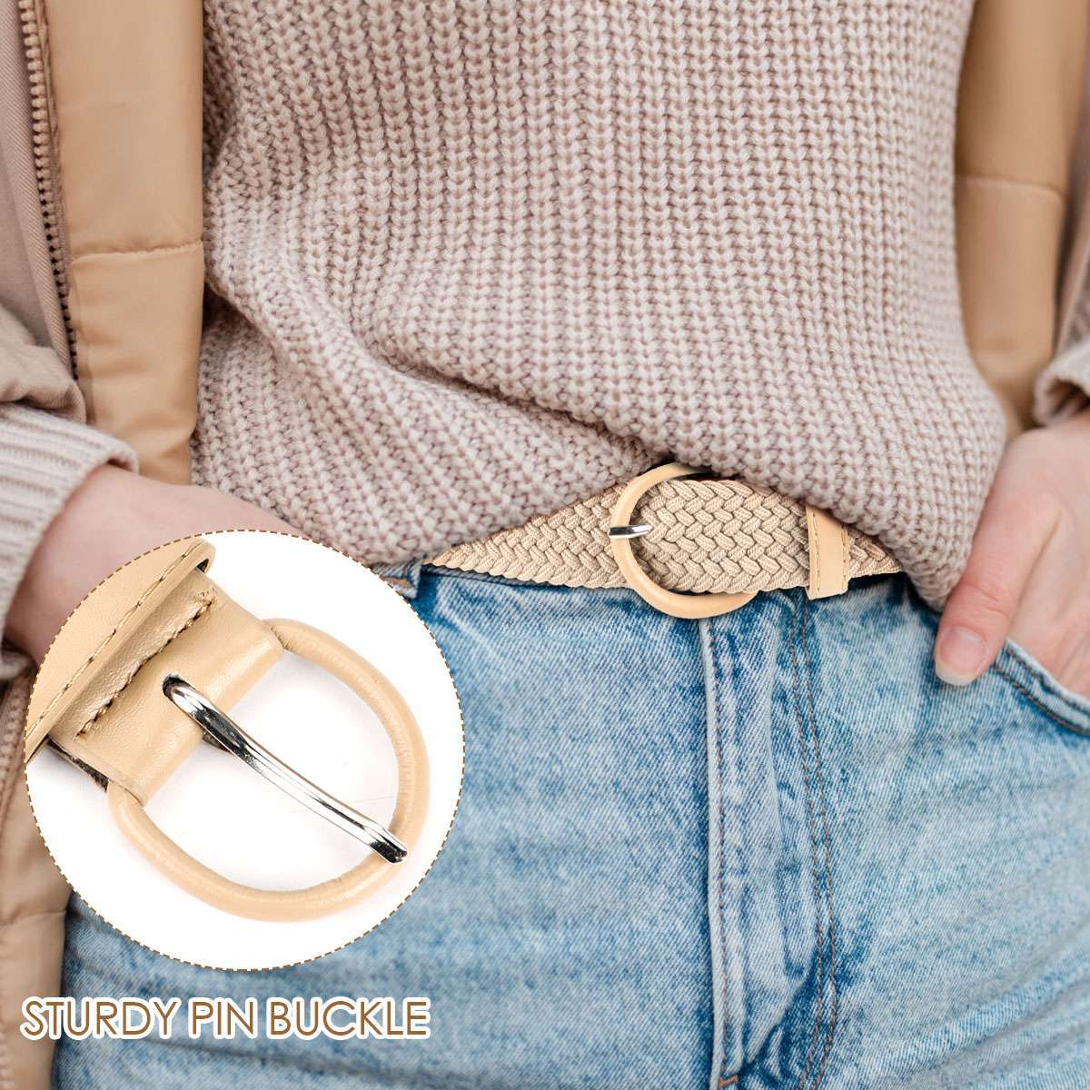 Woman Men Unisex Elastic Fabric Braided Belt Enduring Stretch Woven Belt Us