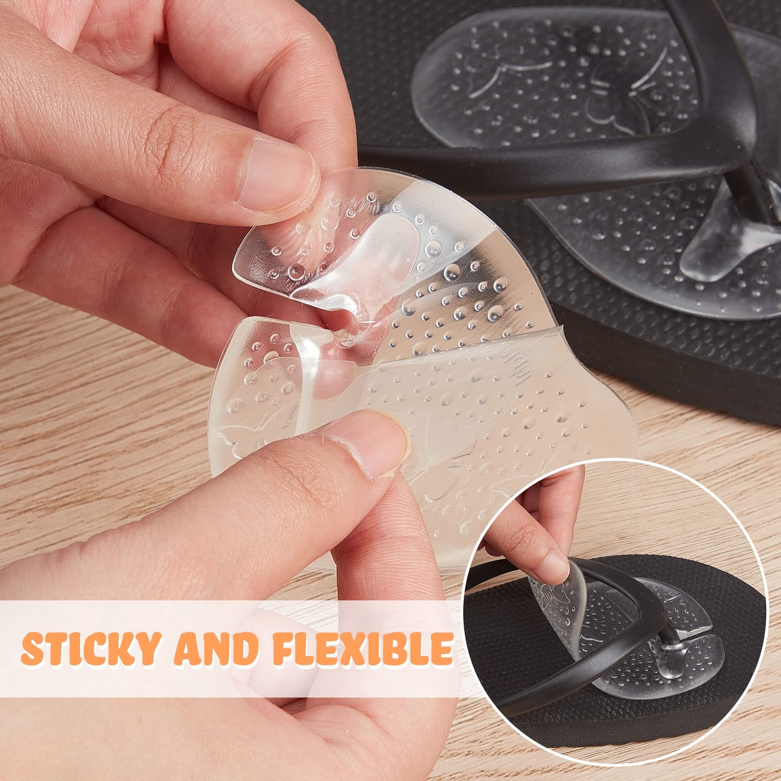 6 Pairs Gel Pads for Thong Sandals Toe Protectors Metatarsal Cushion Clear