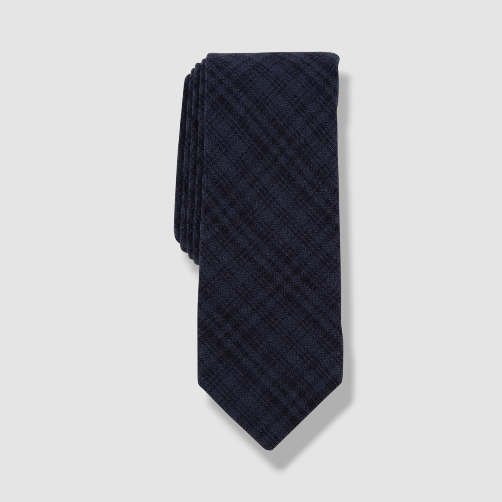 Bar III Men’s Blue Linen Toto Plaid Classic Skinny Neck Tie Size 58×2.5