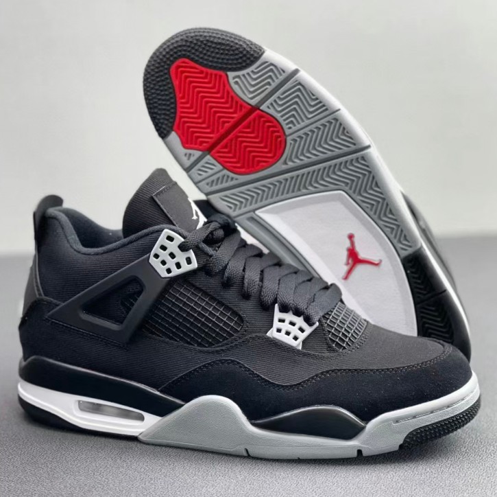 Size US 7-12 Jordan 4 SE “Black Canvas” Retro Basketball Shoes DH7138-006