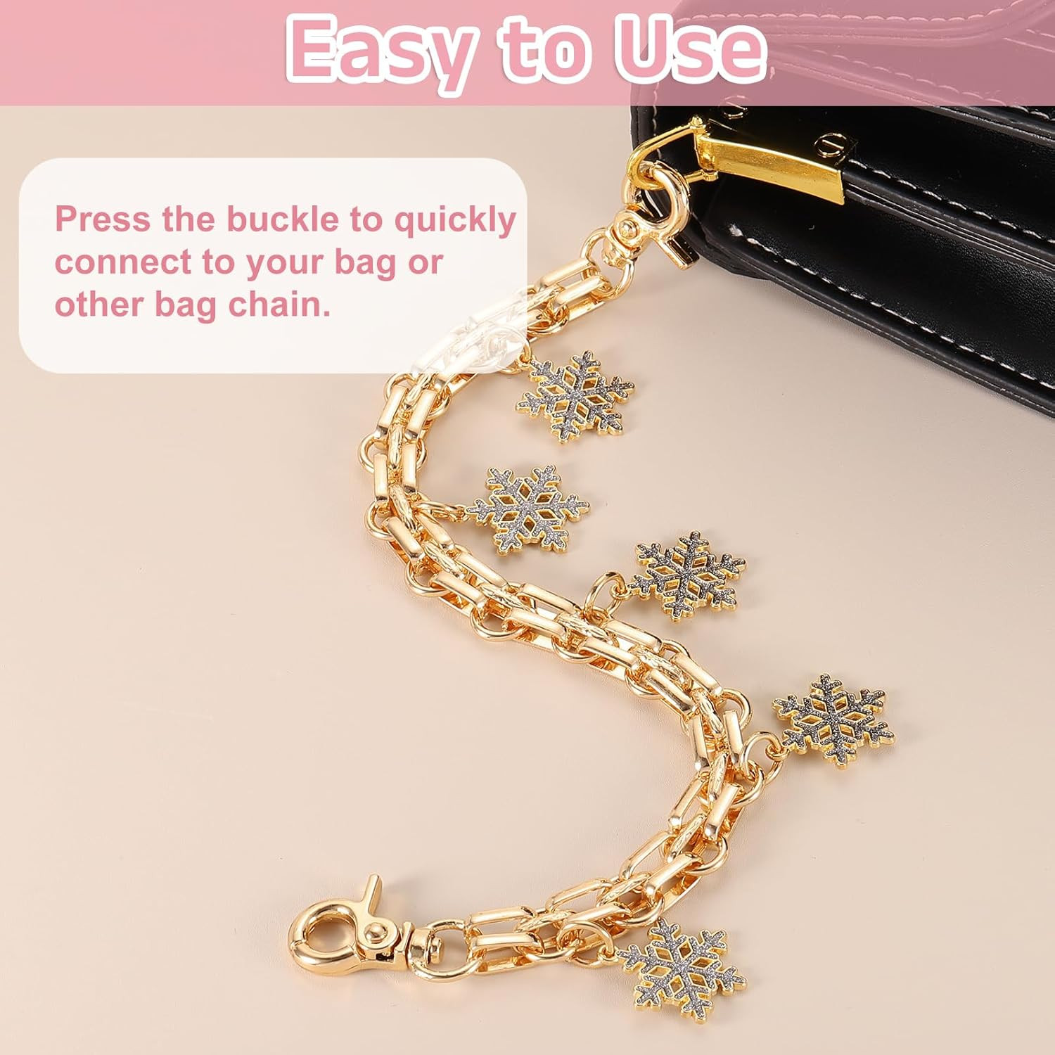 2Pcs 10″ Purse Extender Chain Straps, Bag Accessories Charm for Women Handbags H