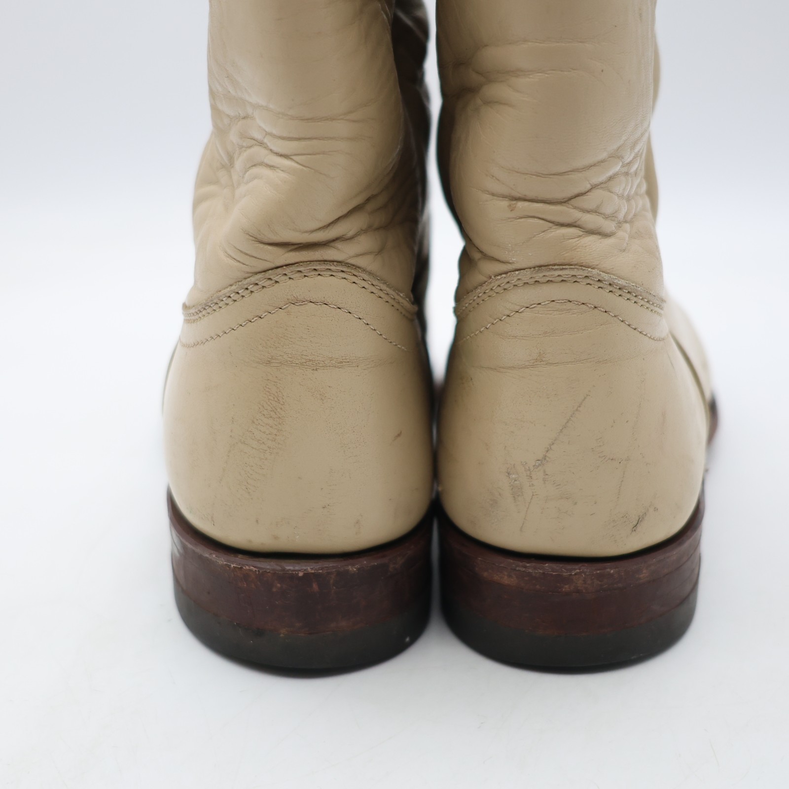 Justin Beige Leather Women’s 6.5 B Roper Western Cowboy Pull On Boots USA L3066