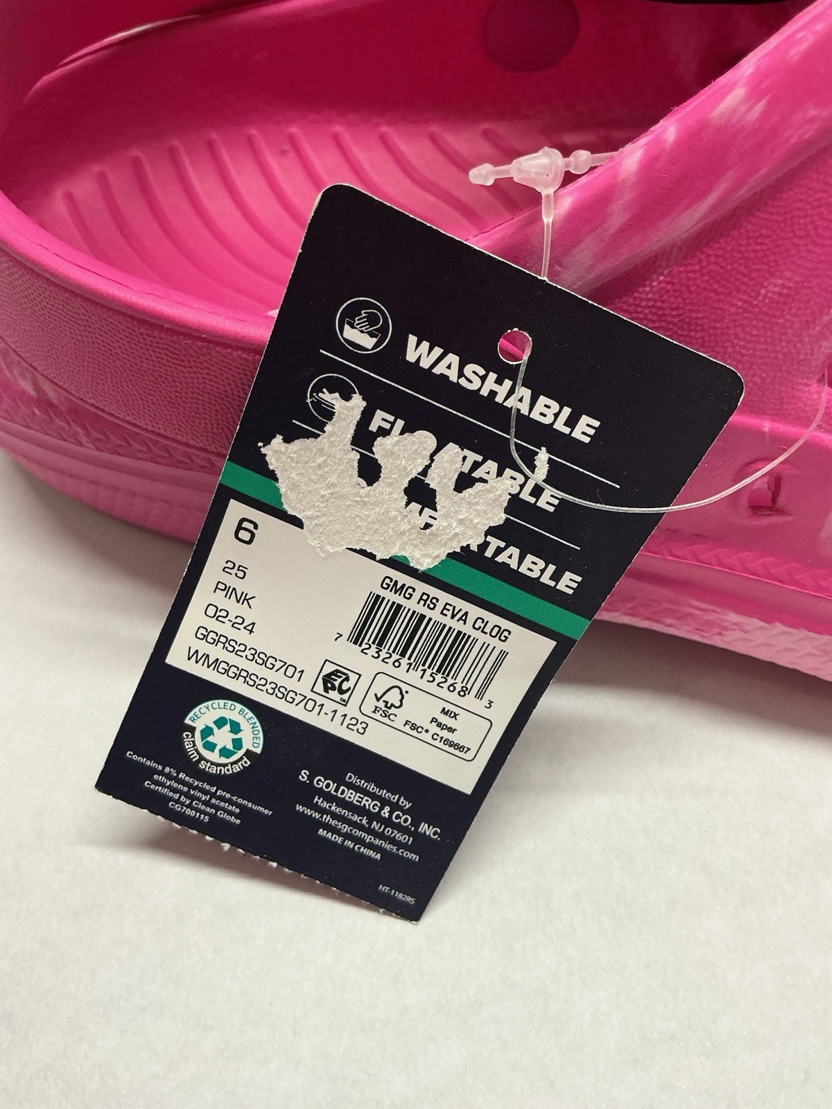 Rugged Shark EVA Foam clog Shoes Big Girls/Womens Size 6 Slip On Pink NEW