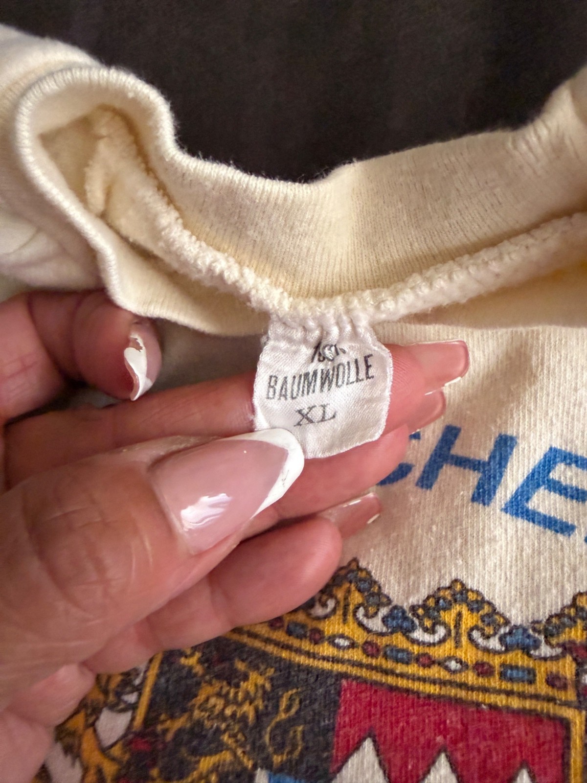 Vintage Munchen Bavaria Graphic Sweatshirt XL White 100% Baumwolle Cotton Crewne