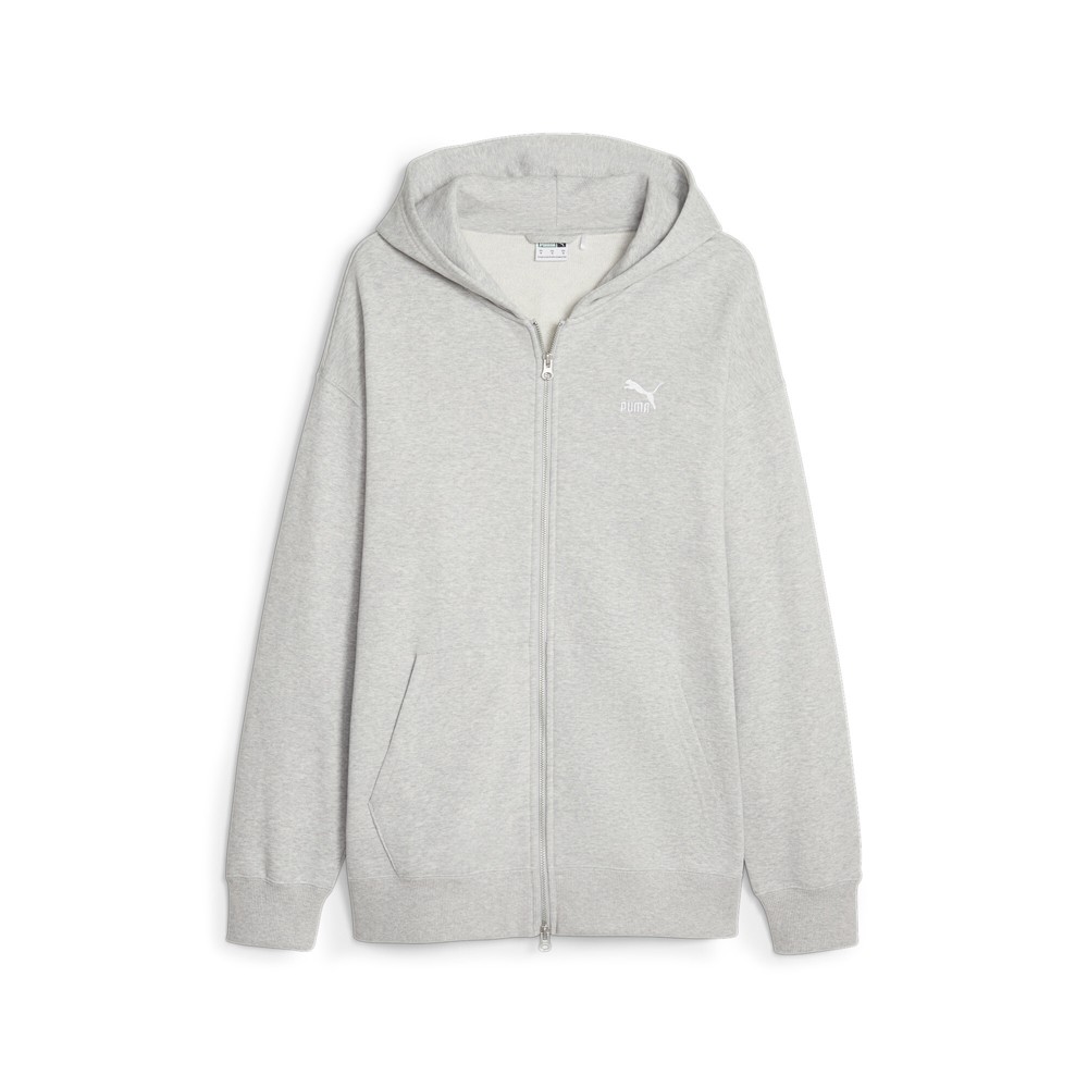 PUMA Better Classics Relaxed Full Zip Hoodie Mens Grey Casual Athletic Outerwear