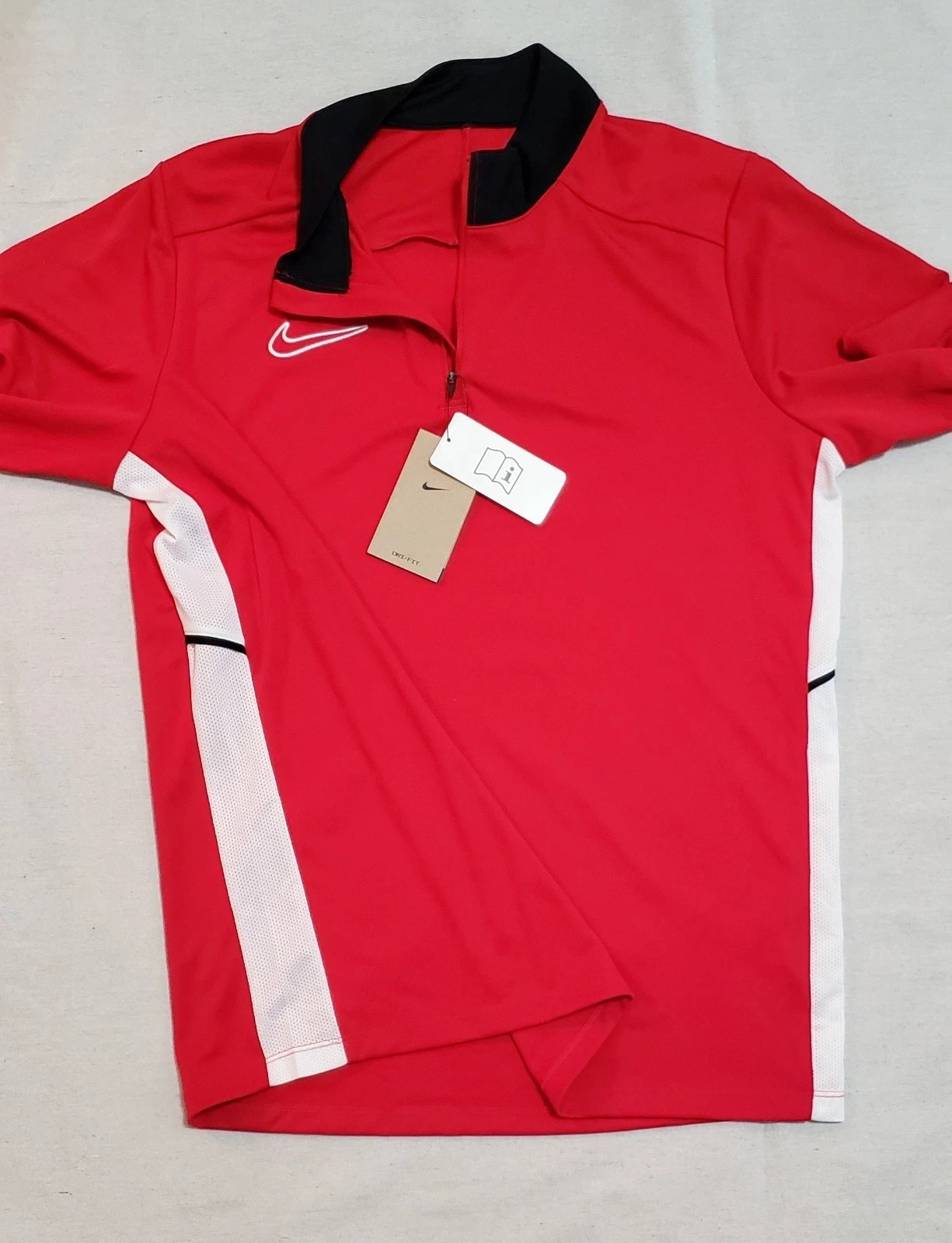 Nike Academy Men’s L Red Black Pullover 1/4 Zip Drill Top Dri-FIT FZ9767 627