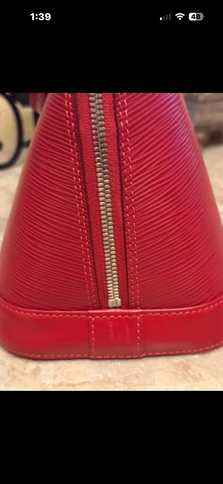 Louis Vuitton Red Satchel Top Handle Zip Silver Hardware Padlock Charm