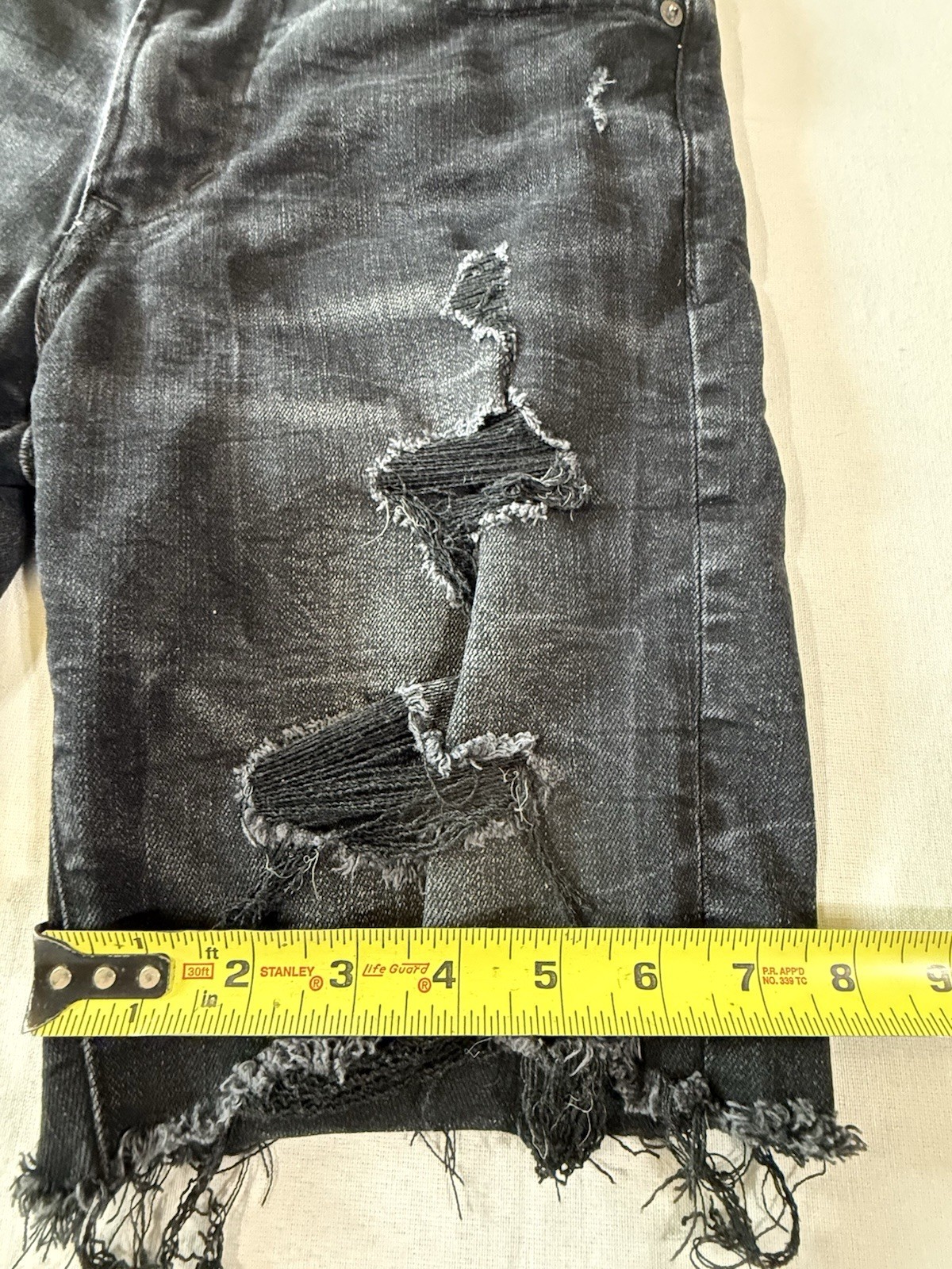 American Eagle Outfitters Next Level Flex Black Distressed Denim Shorts Size 30