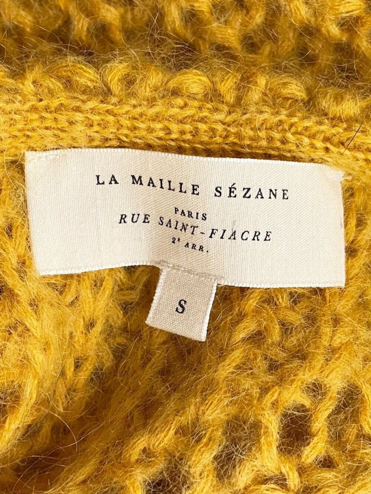 EUC Sezane Simone Mohair Merino Scoop Back Sweater Mustard Small
