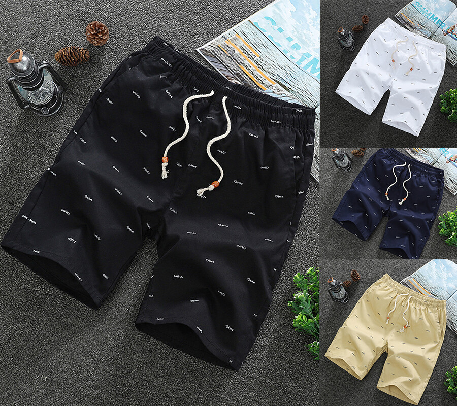 Casual Summer Beach Shorts Chino Jogger Pants Fish Bone Twill Cotton Slim Fit US