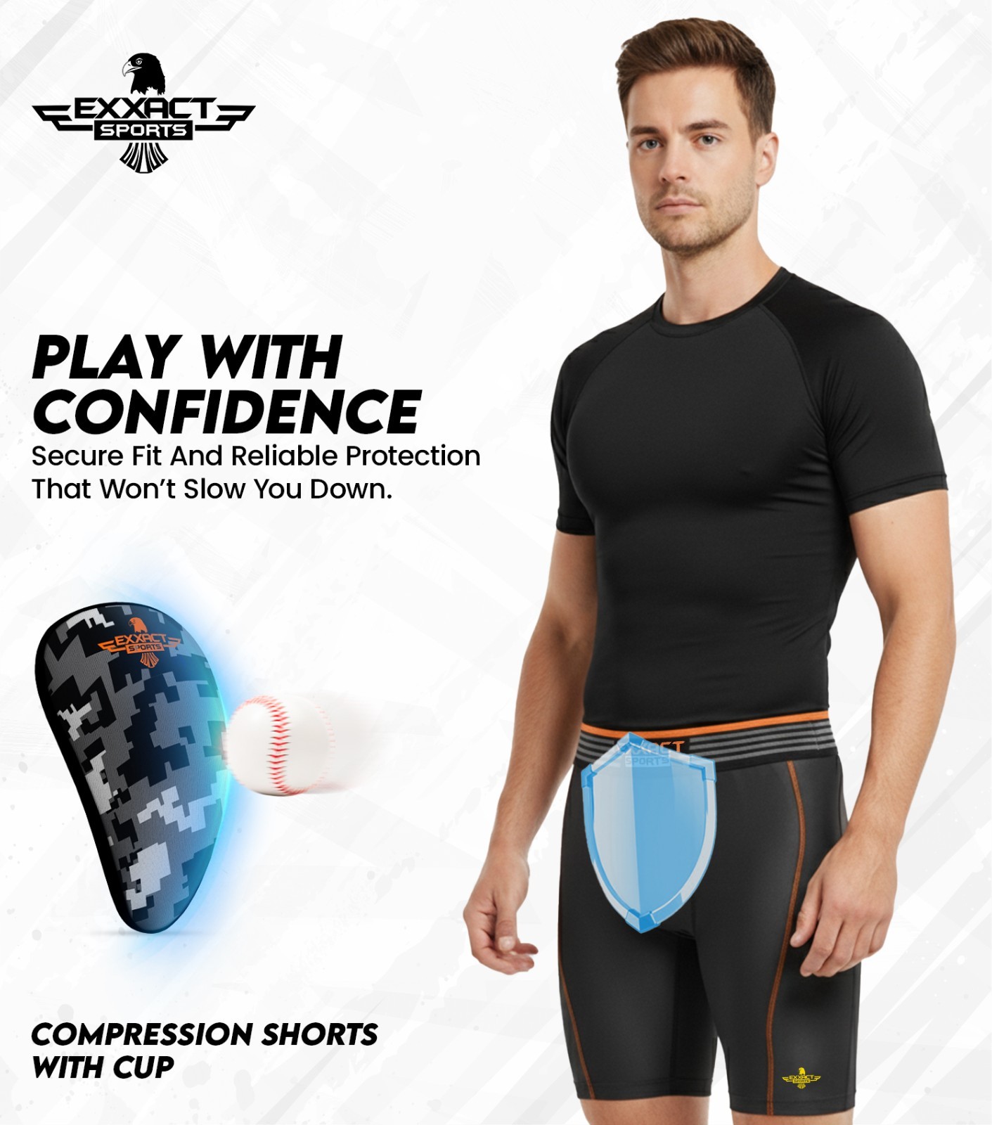 Exxact Sports Men Compression Shorts with Soft Athletic Cup for Baseball Footb
