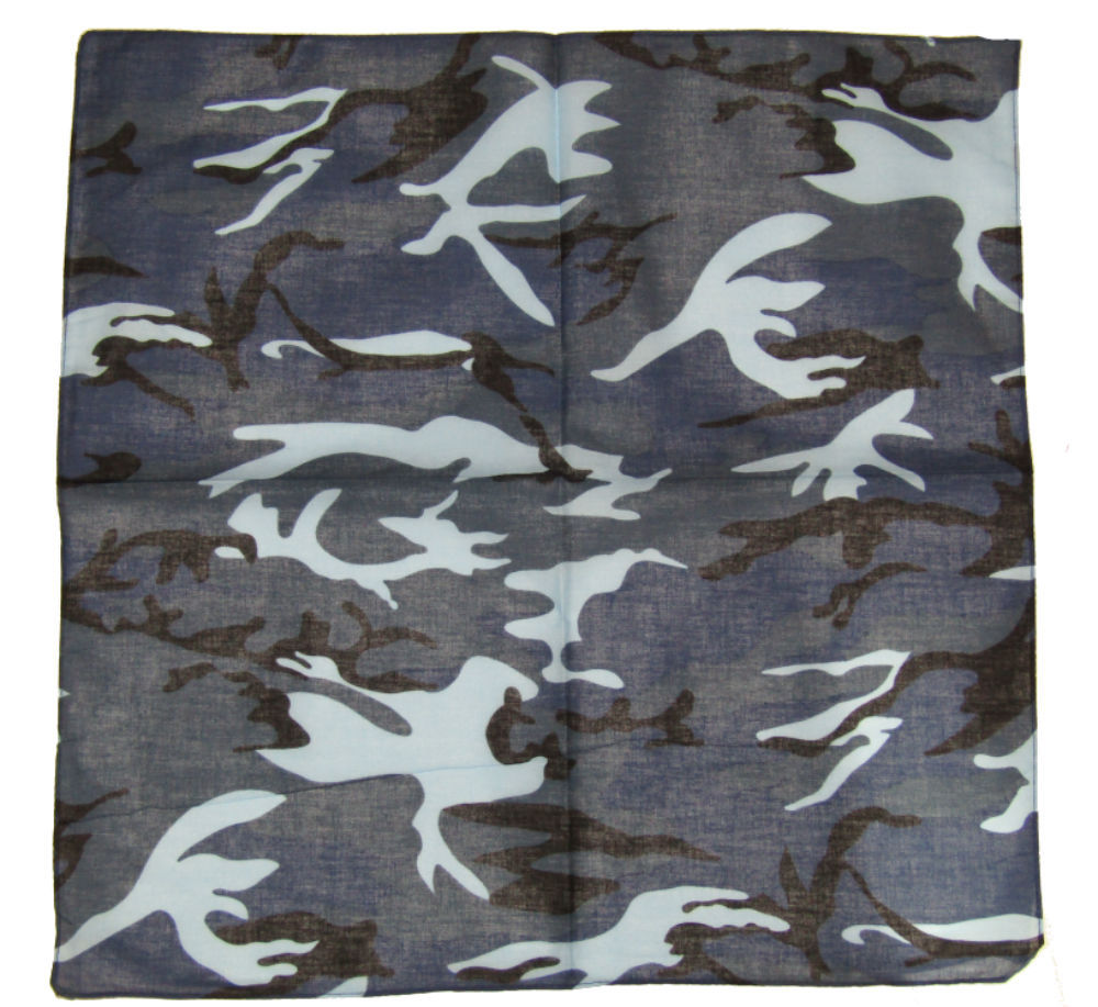 Wholesale Lot 6 22″x22″ Woodland Camo Camouflage Blue Light Blue Black Bandana