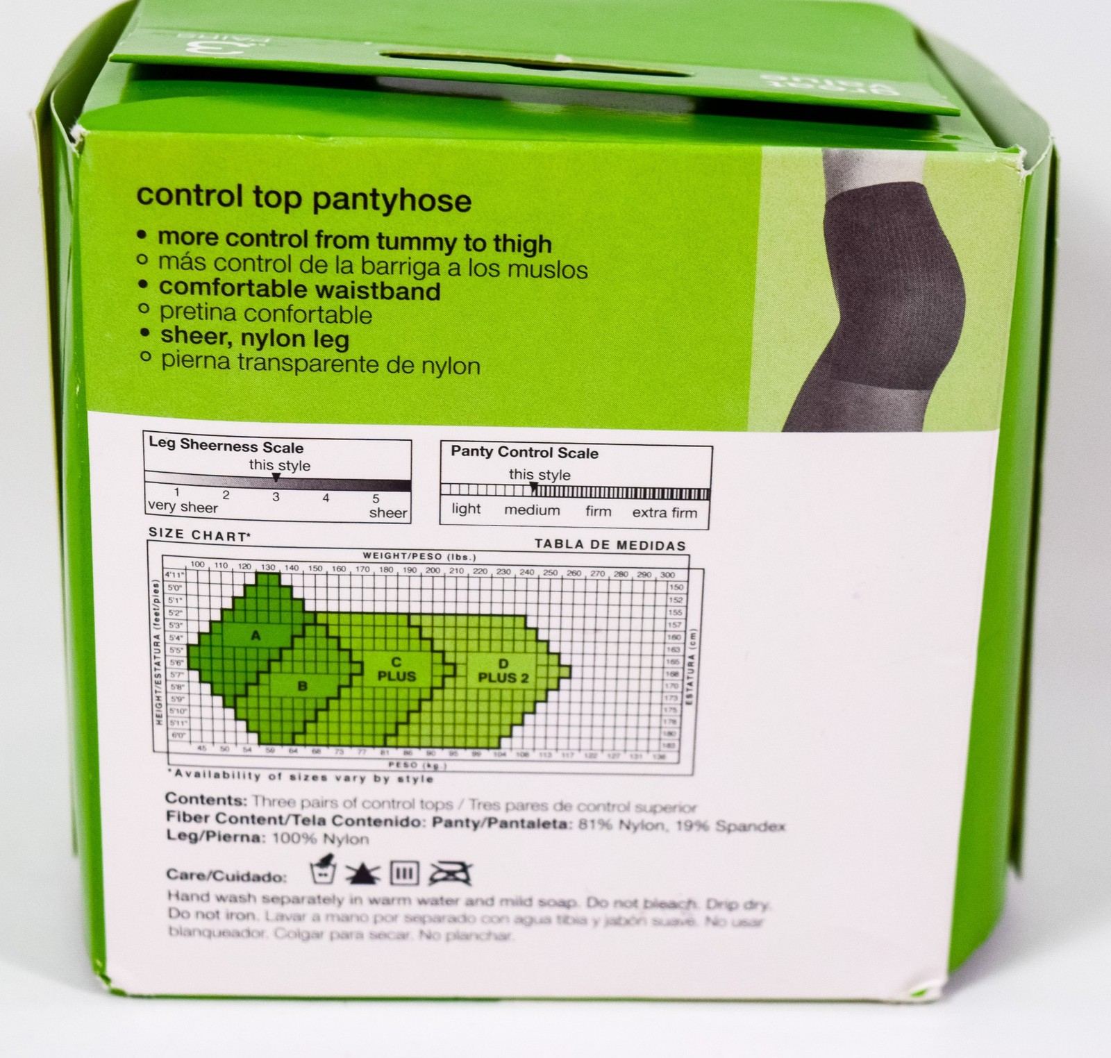 No Nonsense Control Top Comfort OFF BLACK NA7 Sheer Toe Pantyhose 3pr Size PLUS