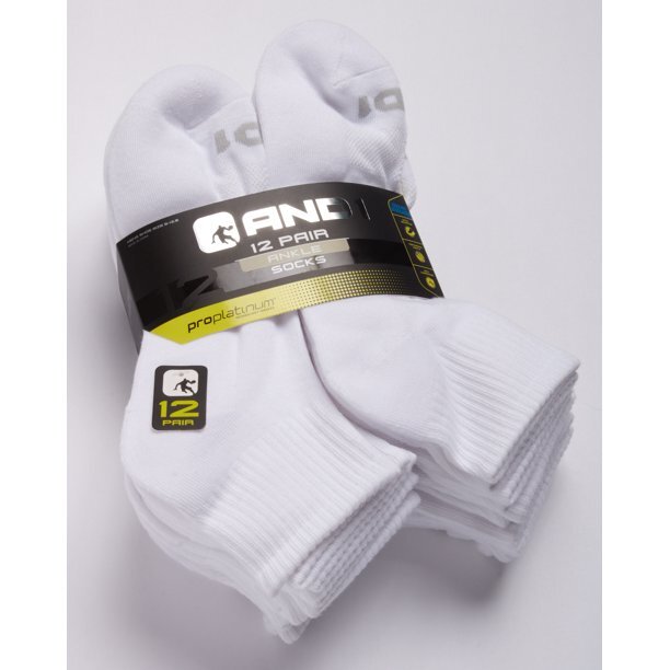 AND1® Men’s Ankle Socks 12 pack “ARCH COMPRESSION~Reinforced heel and Toe”