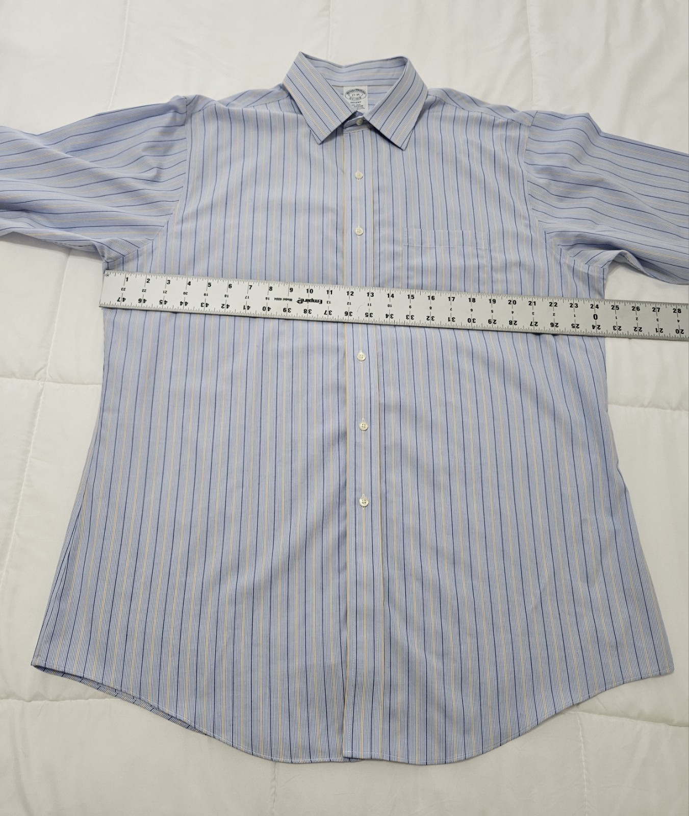 Brooks Brothers Regent Non-Iron Striped Dress Shirt Blue 17-35 35 Sleeve