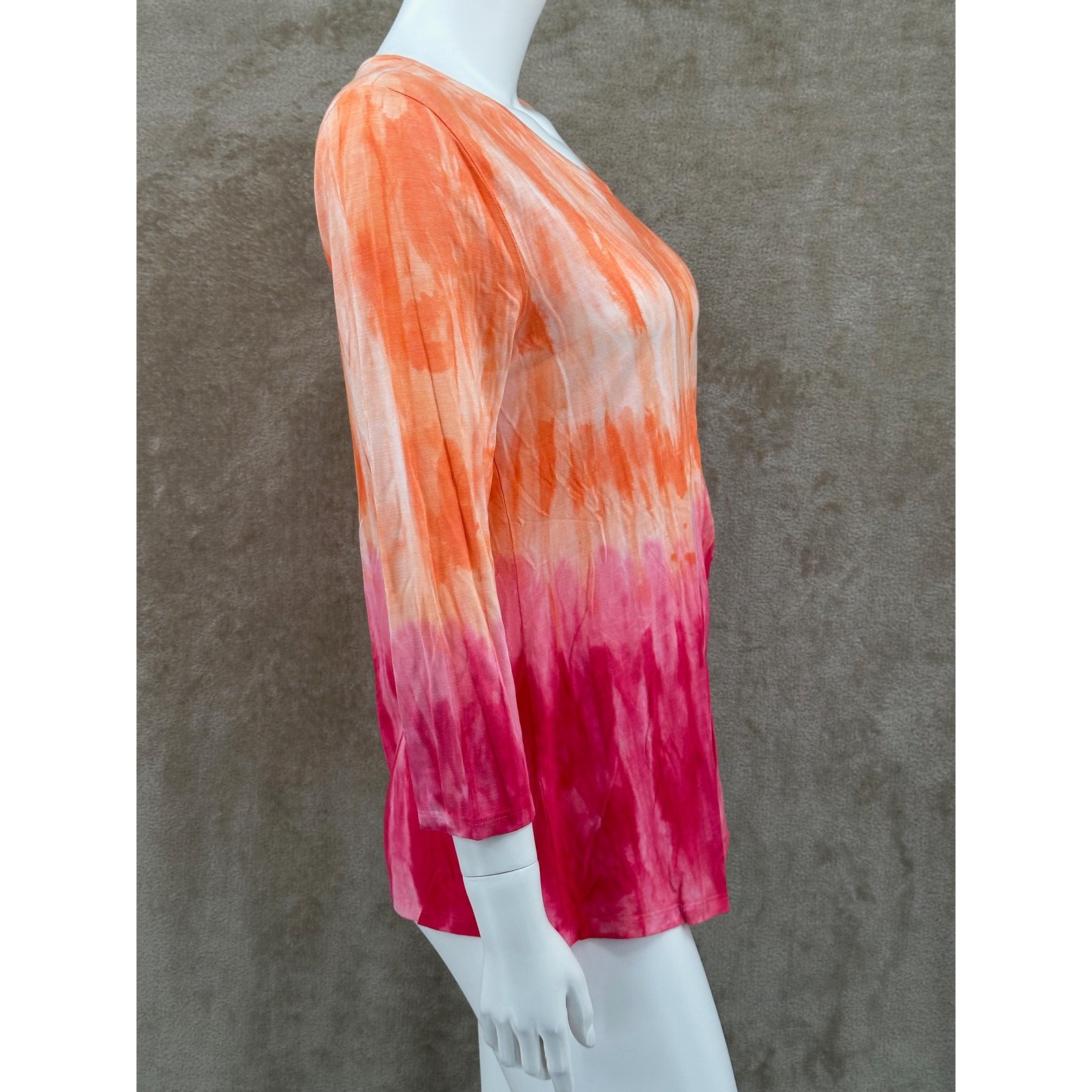 Soft Surroundings Top Womens Medium Orange Ombre Tunic Knit Modal Beachy Boho