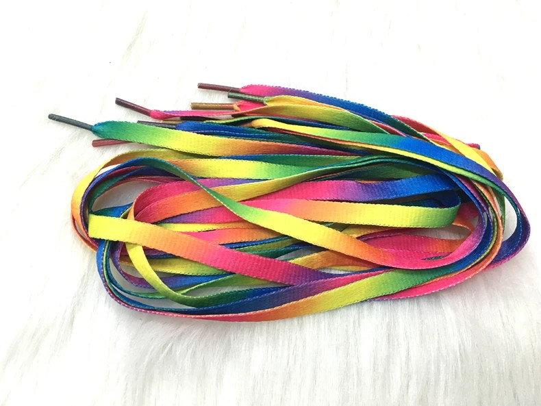 1Pair Colorful Shoelaces Rainbow Gradient Flat Shoe laces For Canvas Casual Shoe