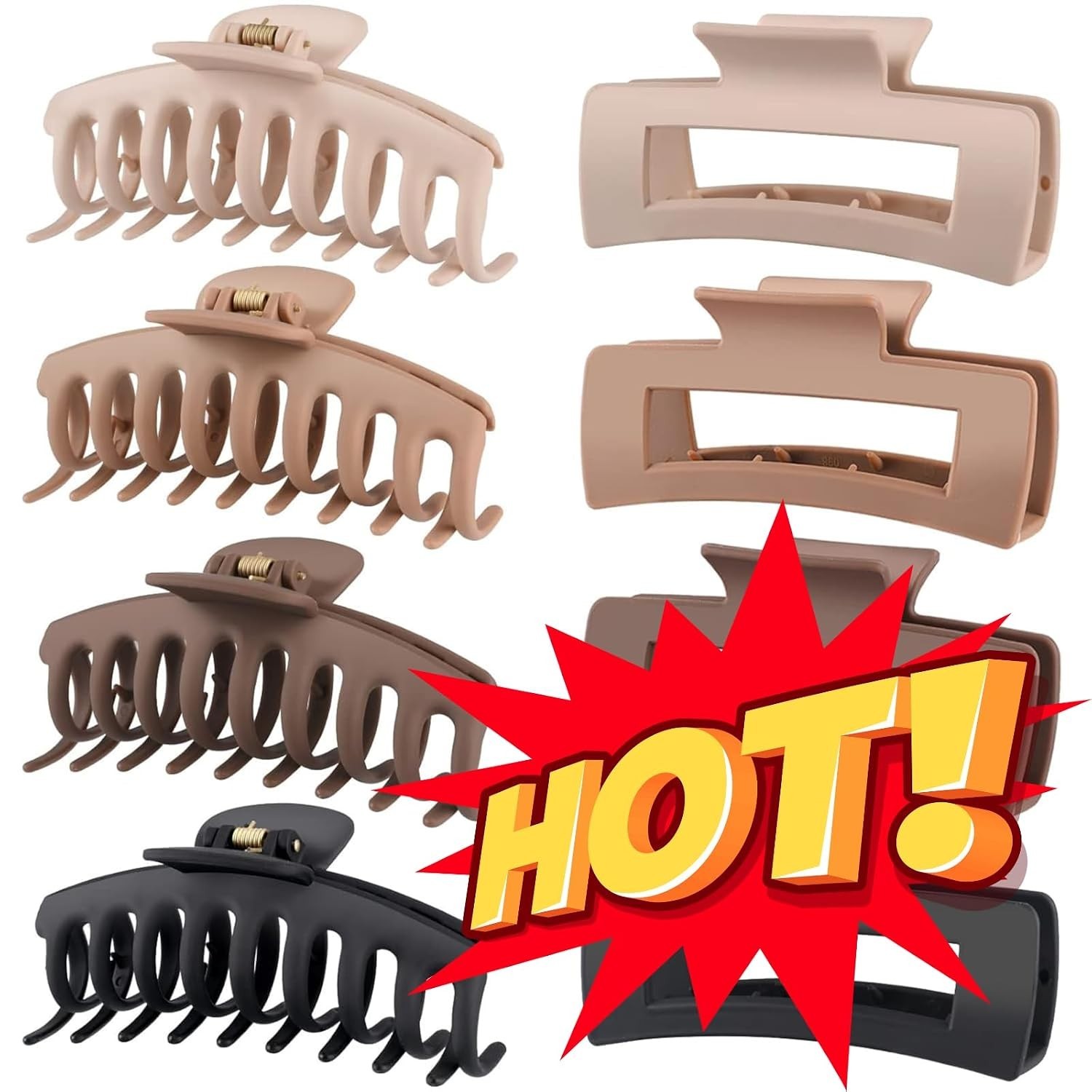 Elegant 4.3 Inch Large Matte Hair Claw Clips – Non-Slip & Strong Hold