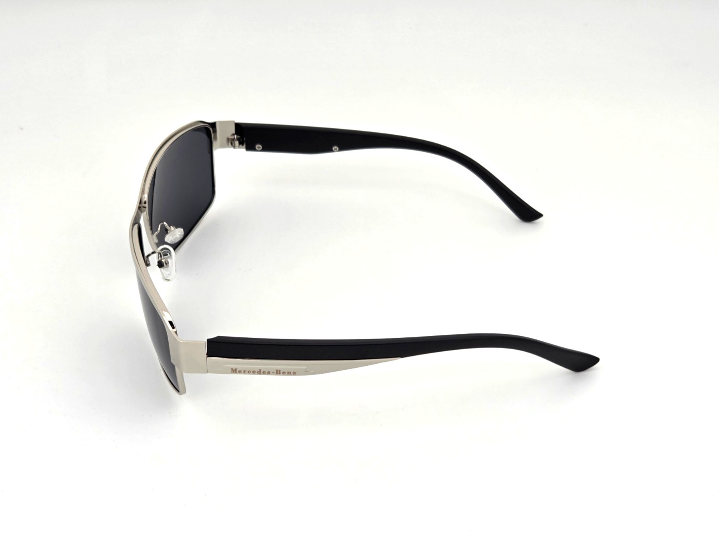 Polarized Mercedes Metal Rectangle Sunglasses Silver Frame Smoke Lens MB29