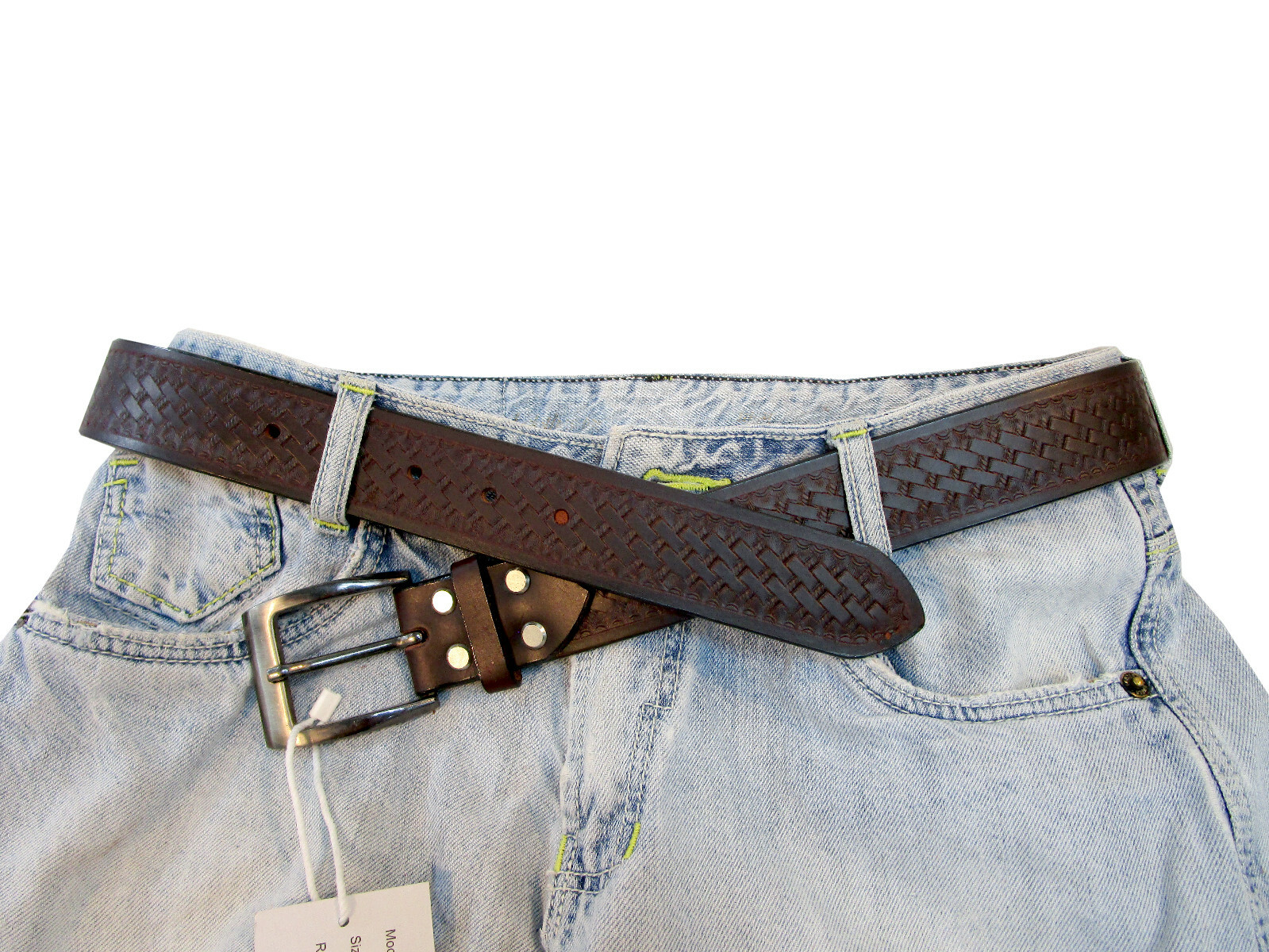 MEN’S GENUINE LEATHER BLACK BELT W/ REMOVABLE POLISHED GUN METAL BUCKLE