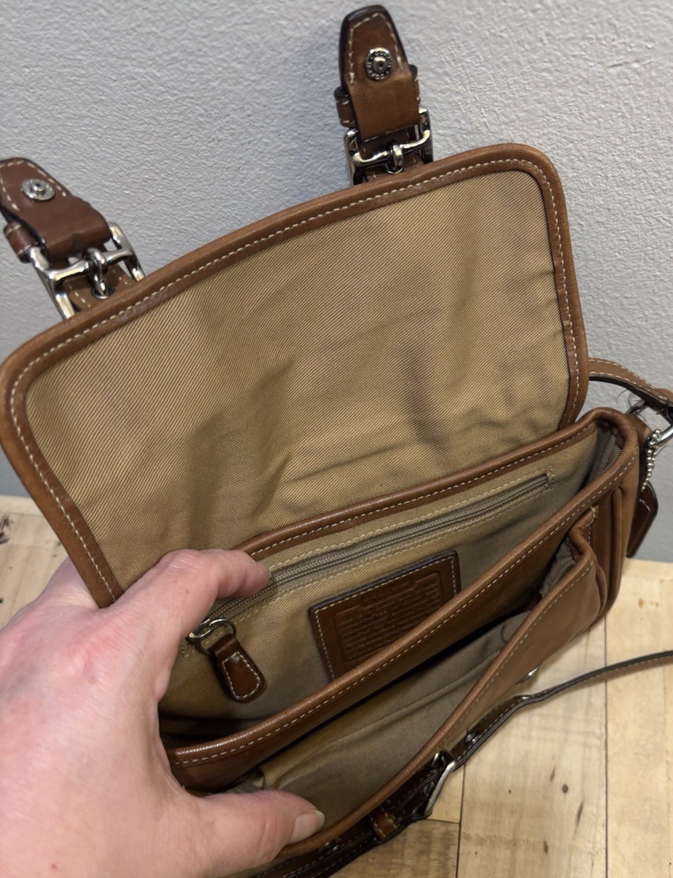 Coach Bleeker Double Buckle Crossbody Brown Leather 9355