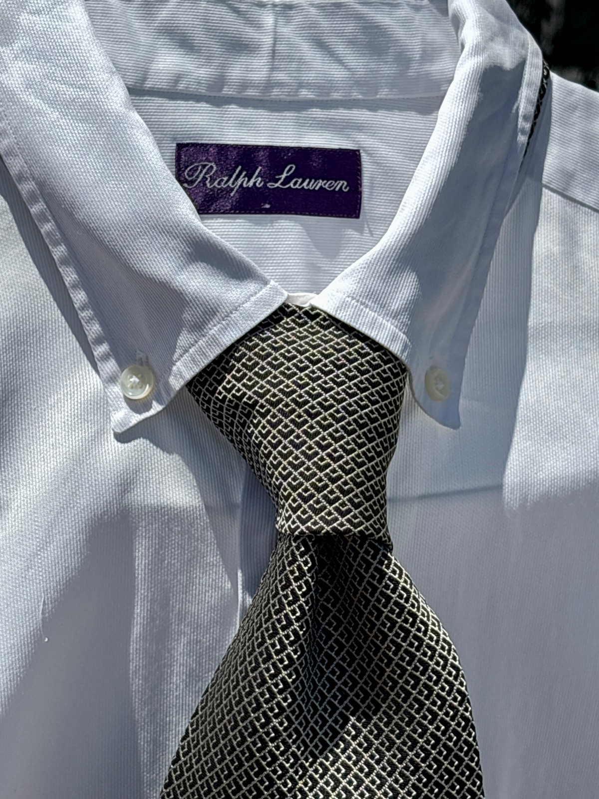 Ralph Lauren Purple Label Blue & Silver Woven Silk Tie – England – $235.00