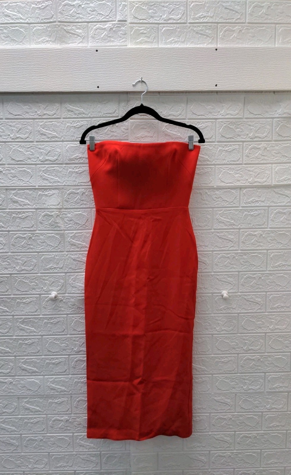 Pre-owned Alex Perry Women’s Red Exclusive Callan Strapless Crepe Midi Dress Sz