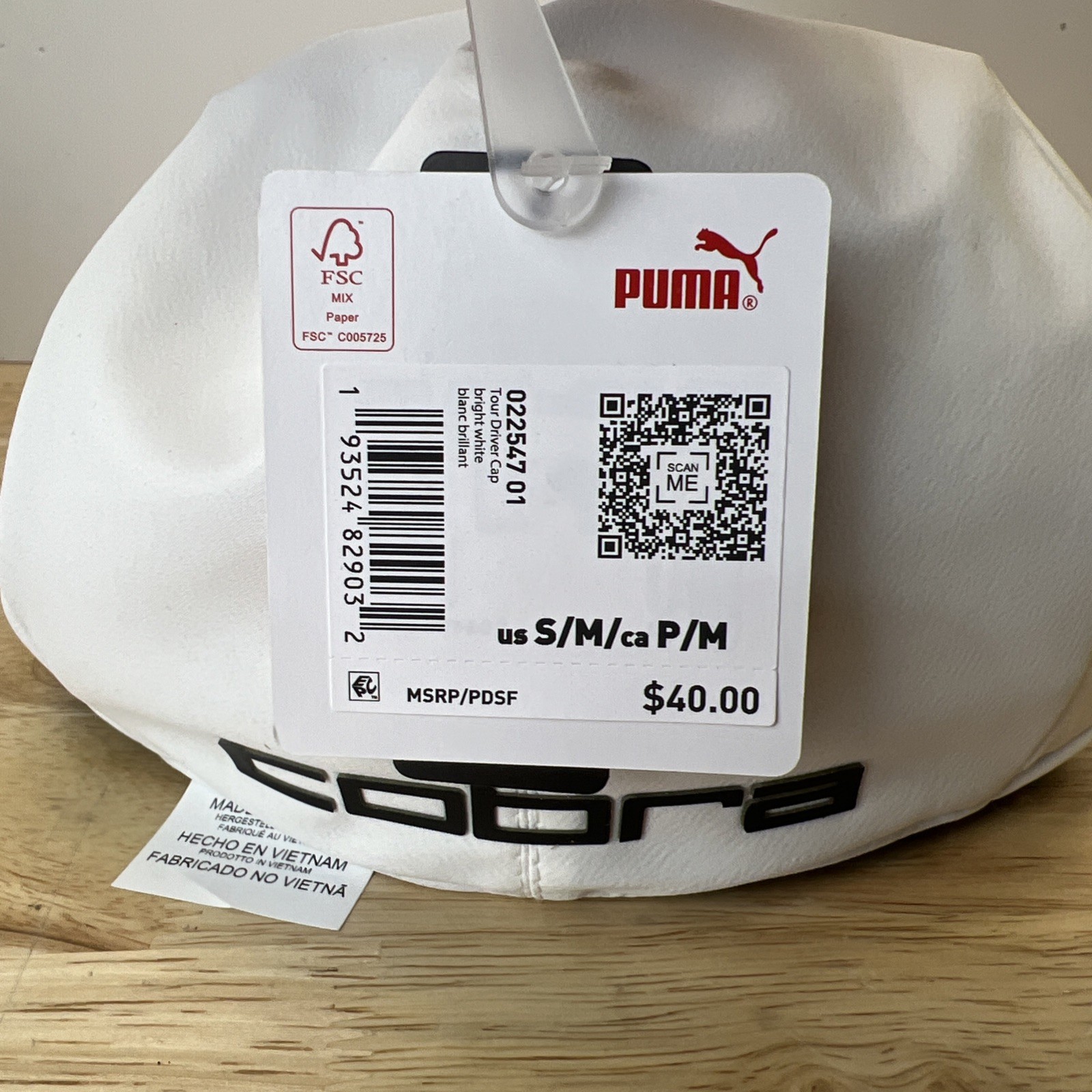 Puma Tour Driver Cap White Golf Hat Flexfit Cobra 022547 01 Mens S/M New NWT