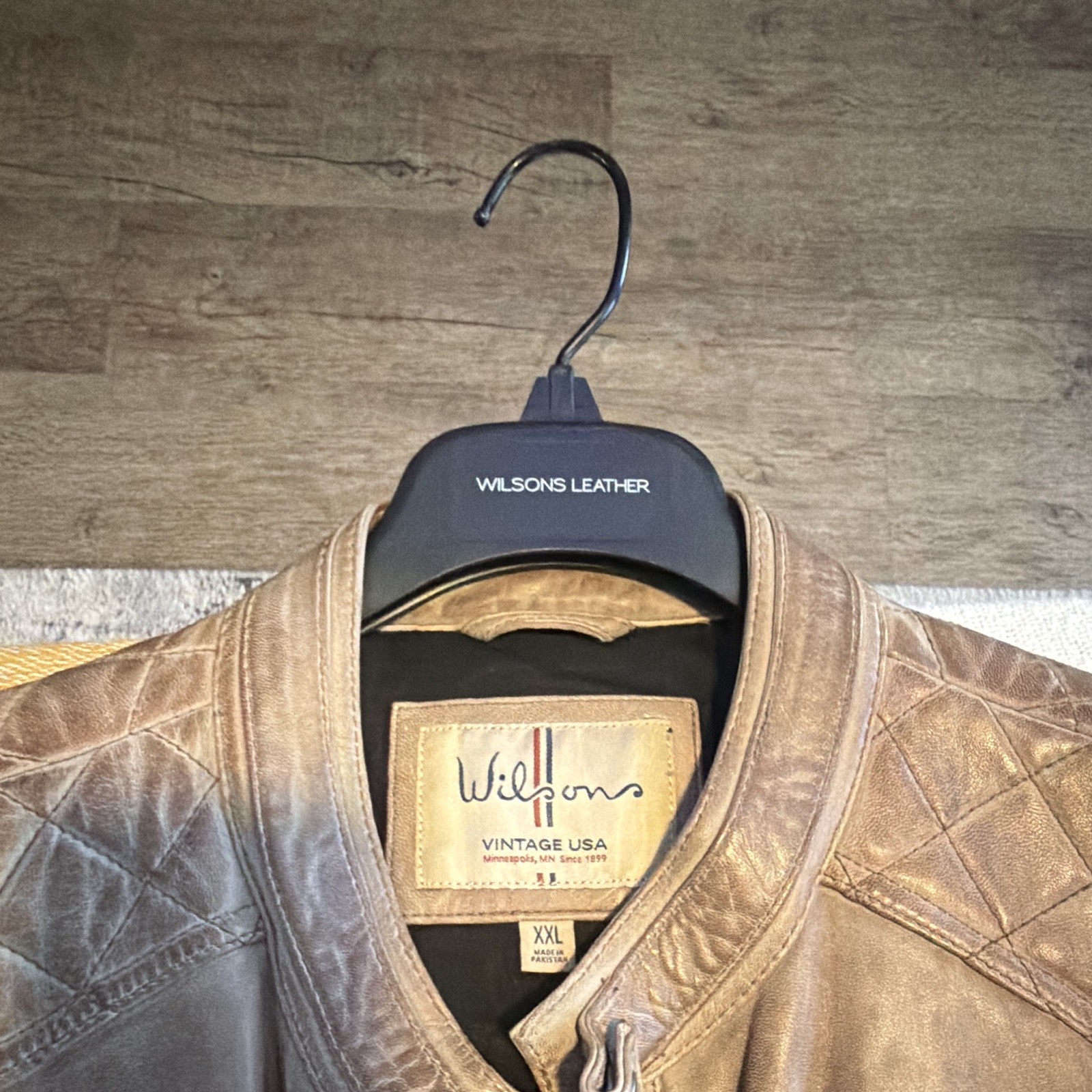 Wilsons Leather Men’s Brown Quilted Full Zip Biker Jacket Pockets XXL