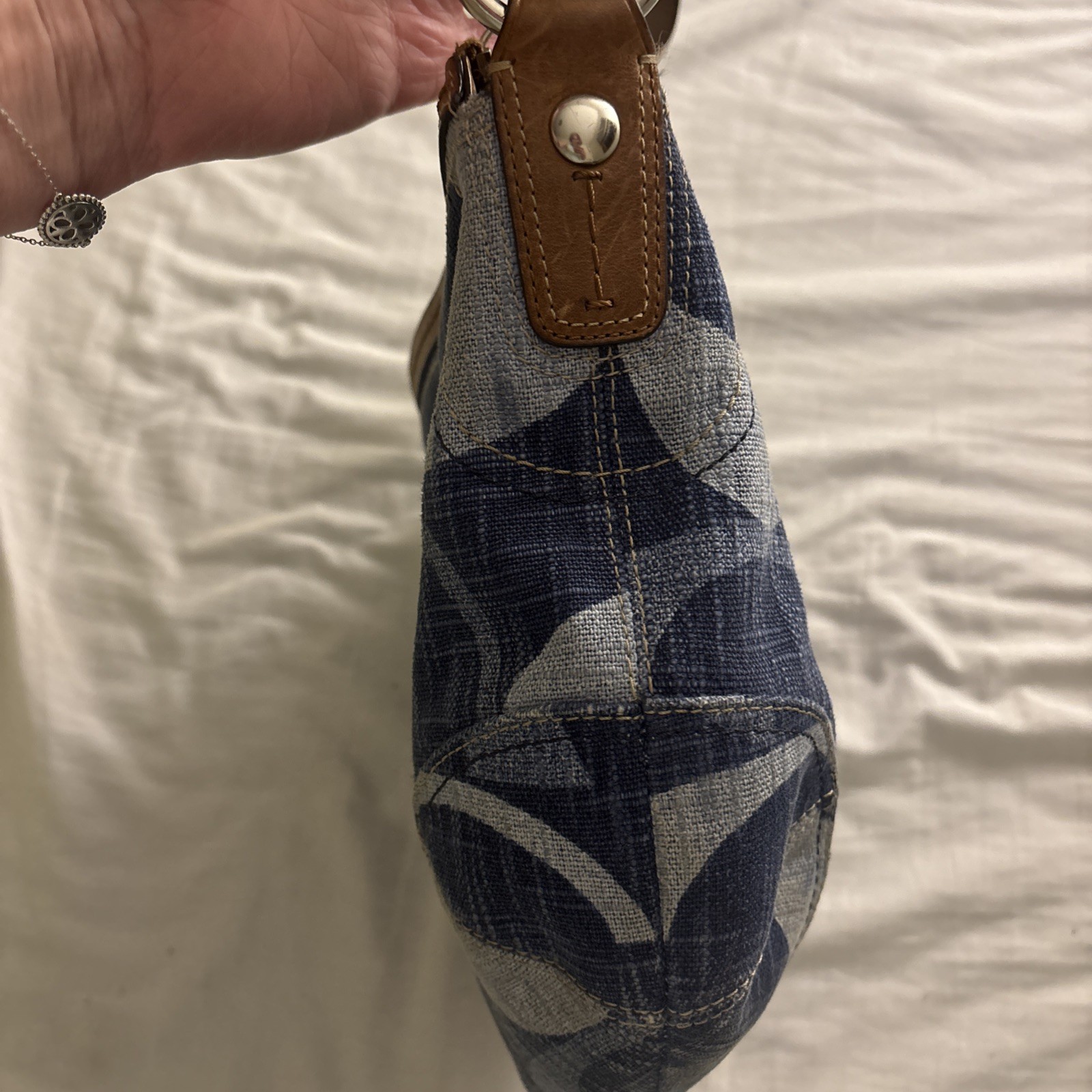 Vintage Y2K Coach Carly Hobo Bag- Blue Signature Denim with Tan Braided Leather
