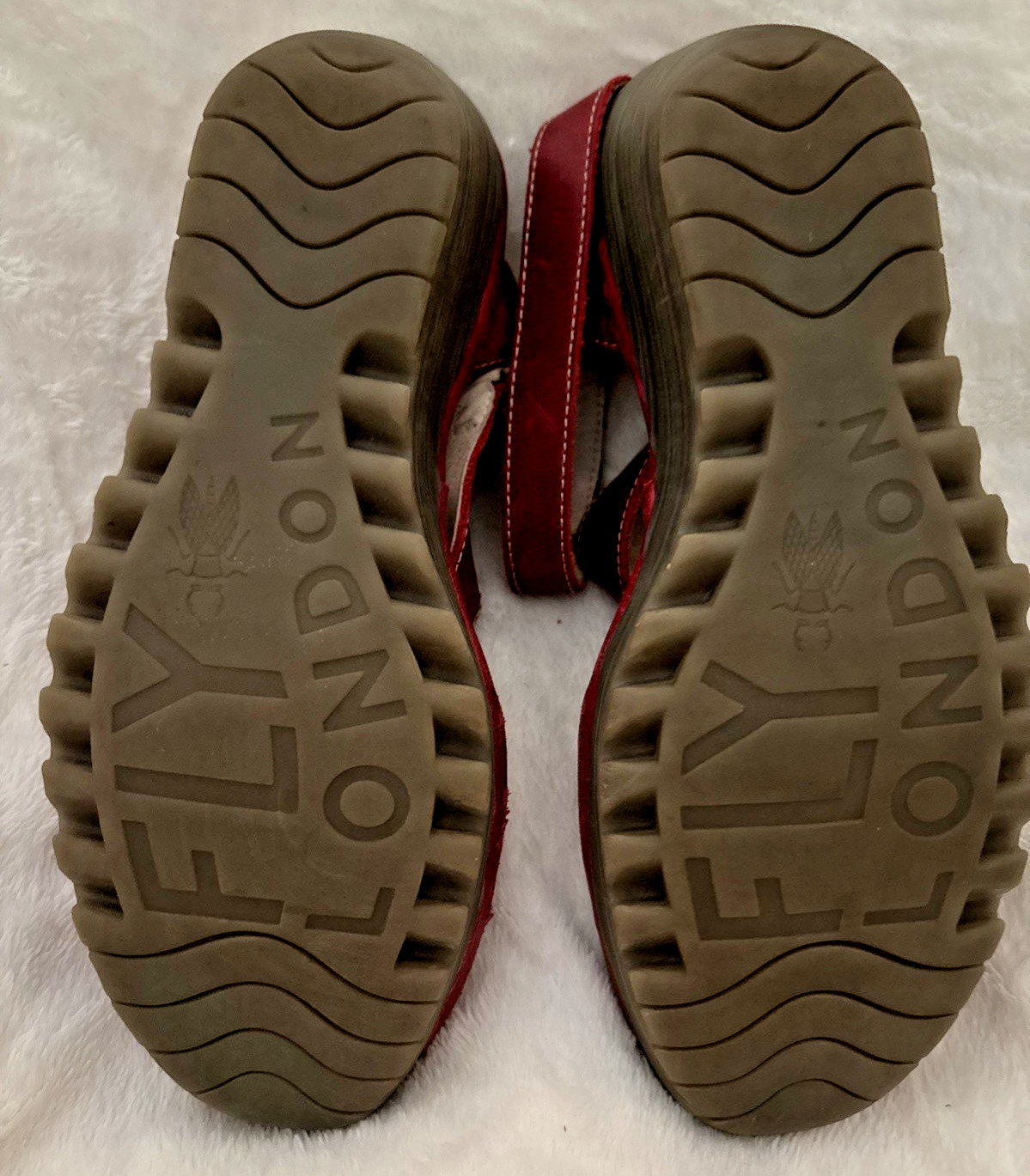Fly London Yesk Ankle Wrap Sandals EU 40 US 9/9.5 Red Leather