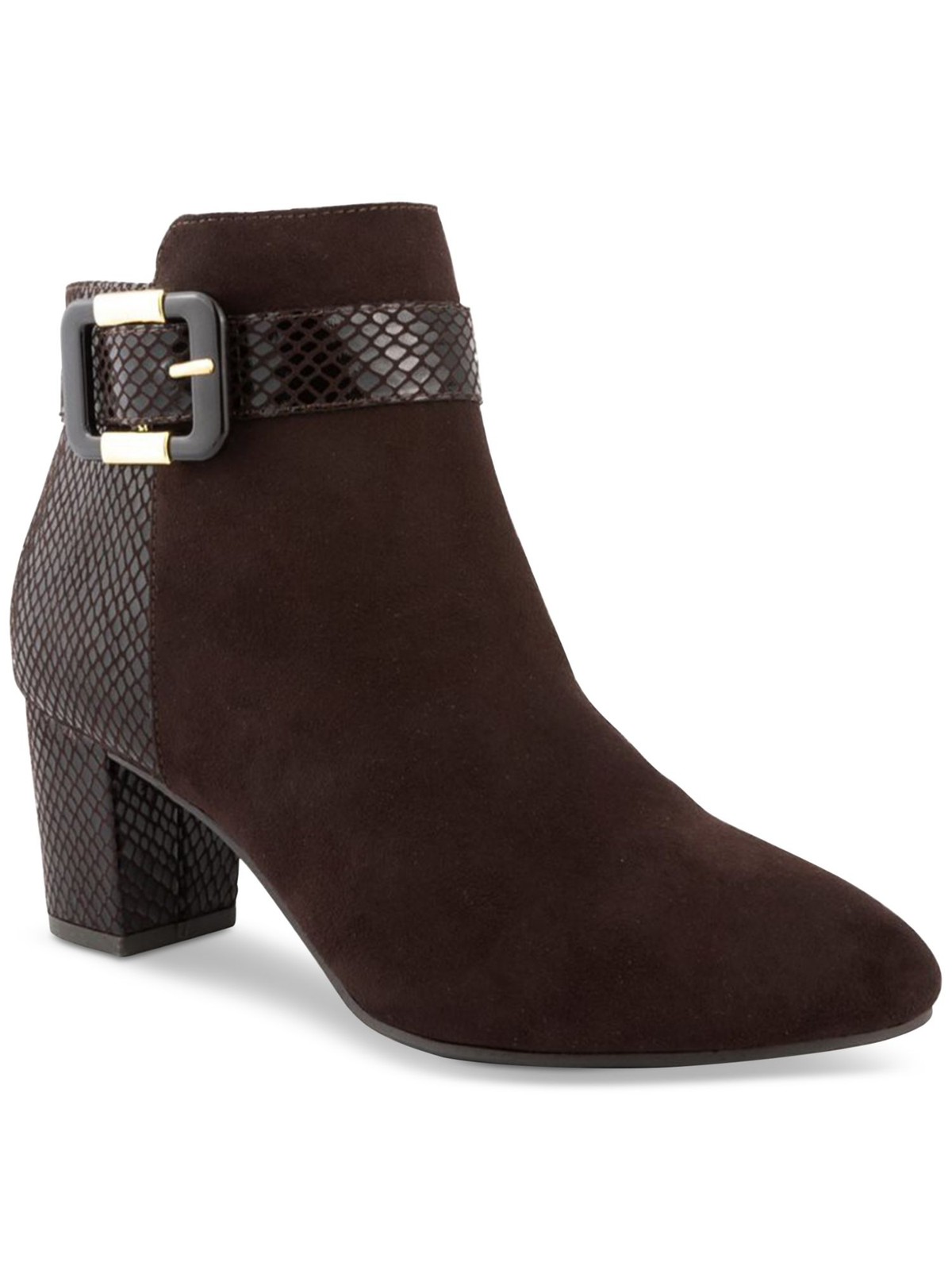KAREN SCOTT Womens Brown Comfort Ivyy Almond Toe Block Heel Zip-Up Booties 6 M