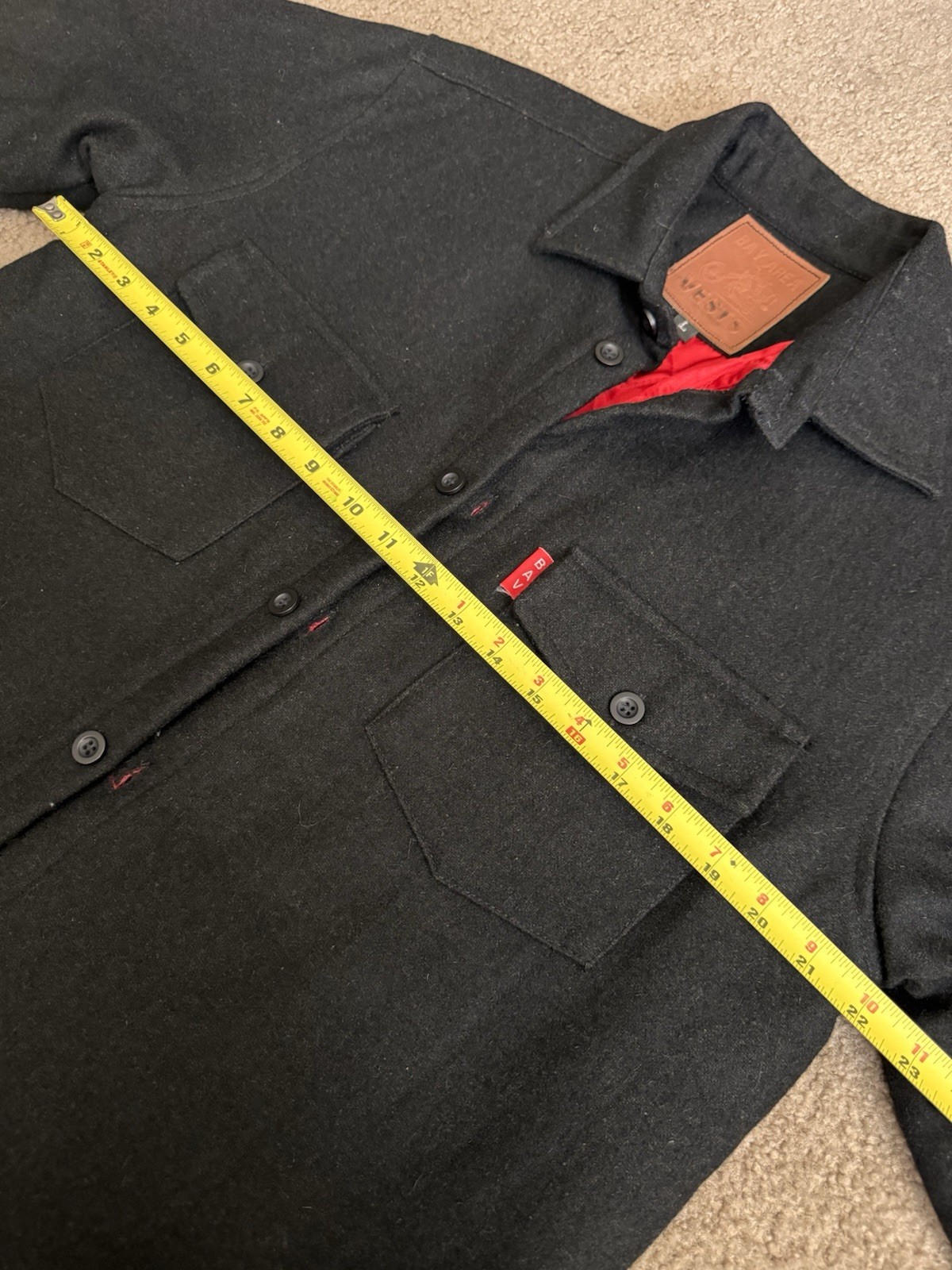 BAY AREA VEST (BAV) Men’s Wool Jacket Size L Biker Black