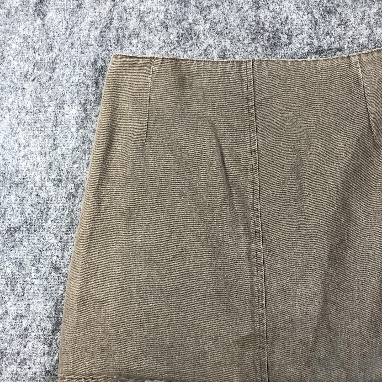 Chloe & Katie A Line Mini Skirt Womens XL Brown Button Front Twill Cotton