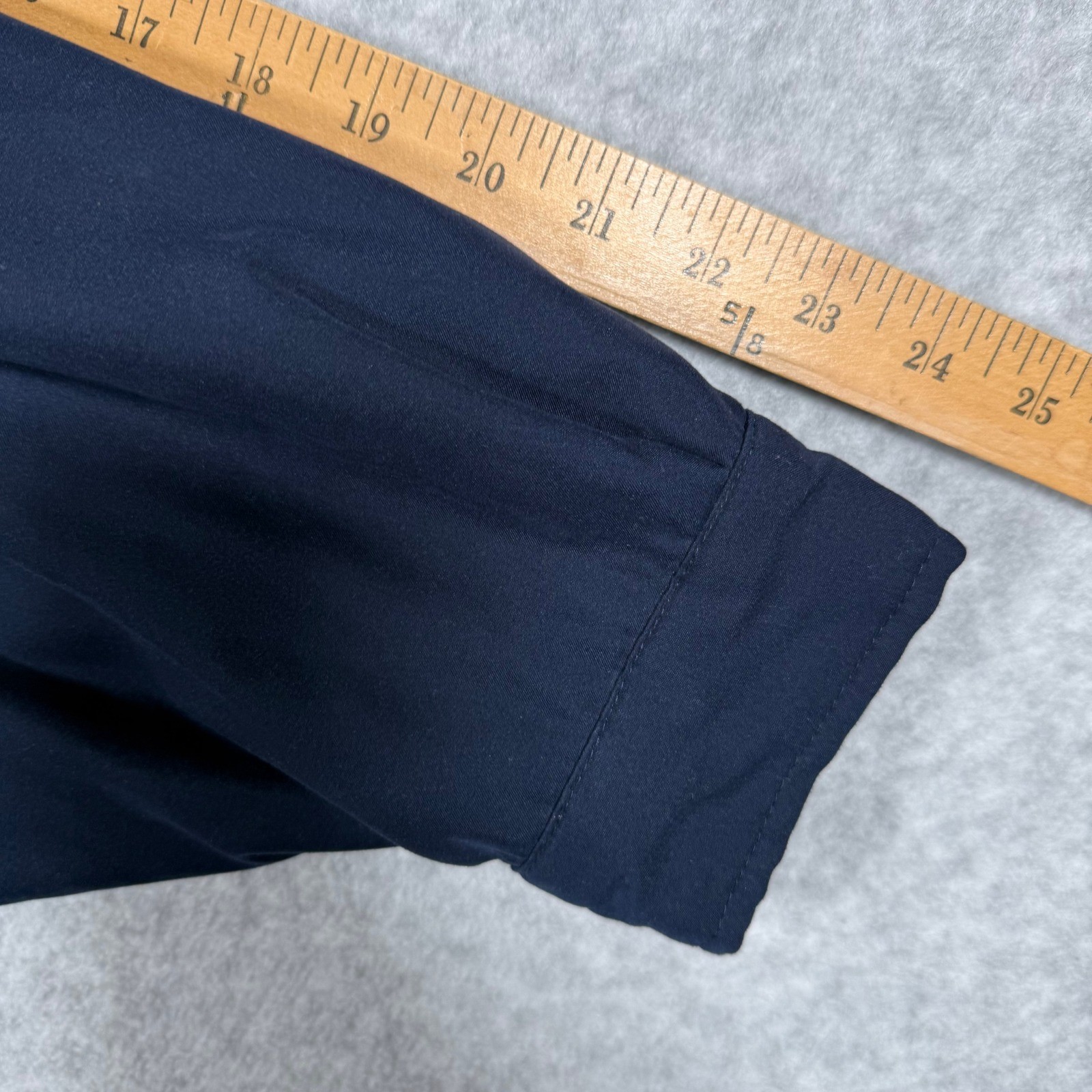 Eddie Bauer Mens Navy Blue Quilted Lined Chore Jacket Leather Collar Medium Y2k