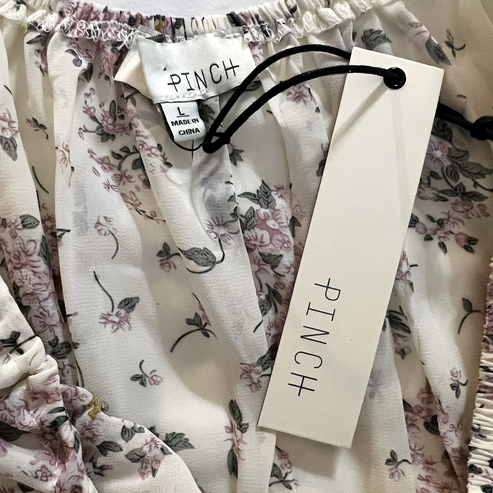 Cream Ruffled Off the Shoulder Peasant Top Womens Large Cottagecore Romantic